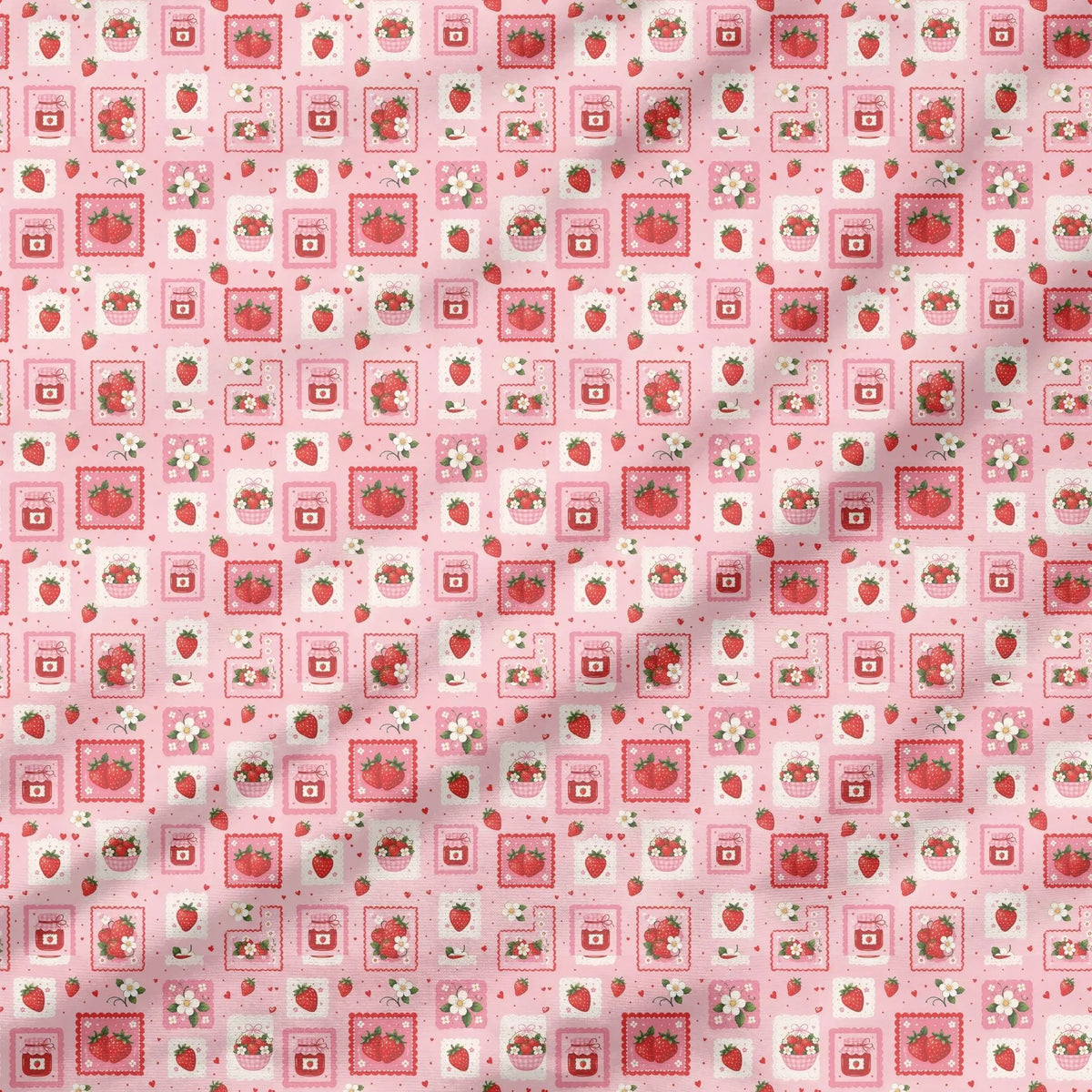 40 Pieces Strawberry Charm Printed Percale Cotton Fabric (CHP016)