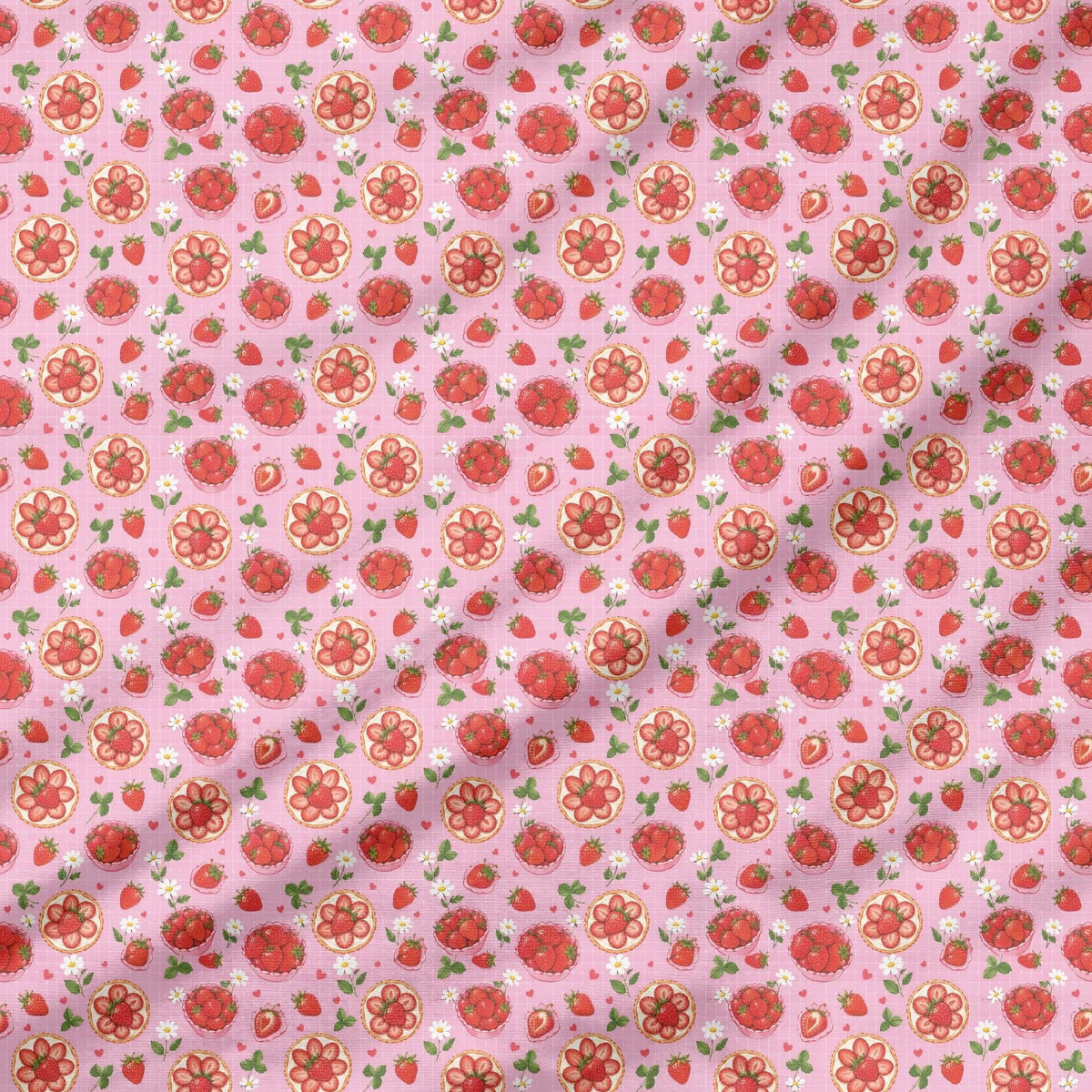 40 Pieces Strawberry Charm Printed Percale Cotton Fabric (CHP016)