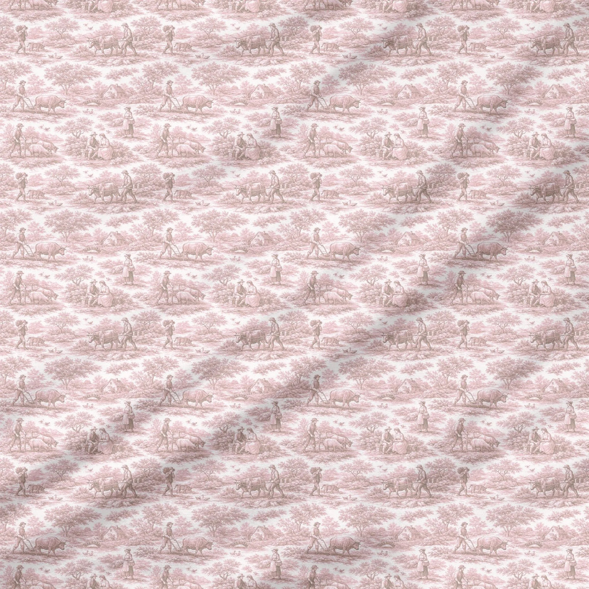 40 Pieces Pink Toile de Jouy Printed Percale Cotton Fabric (CHP008)
