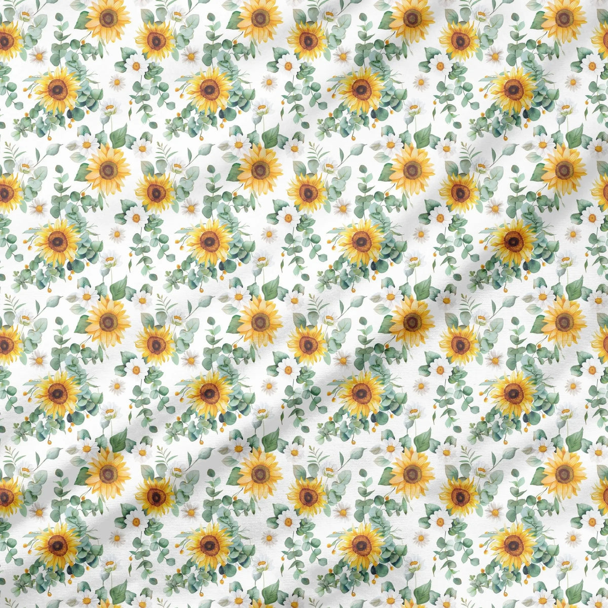 40 Pieces of Watercolor sunflower Printed Percale Cotton Fabric (CHP003)