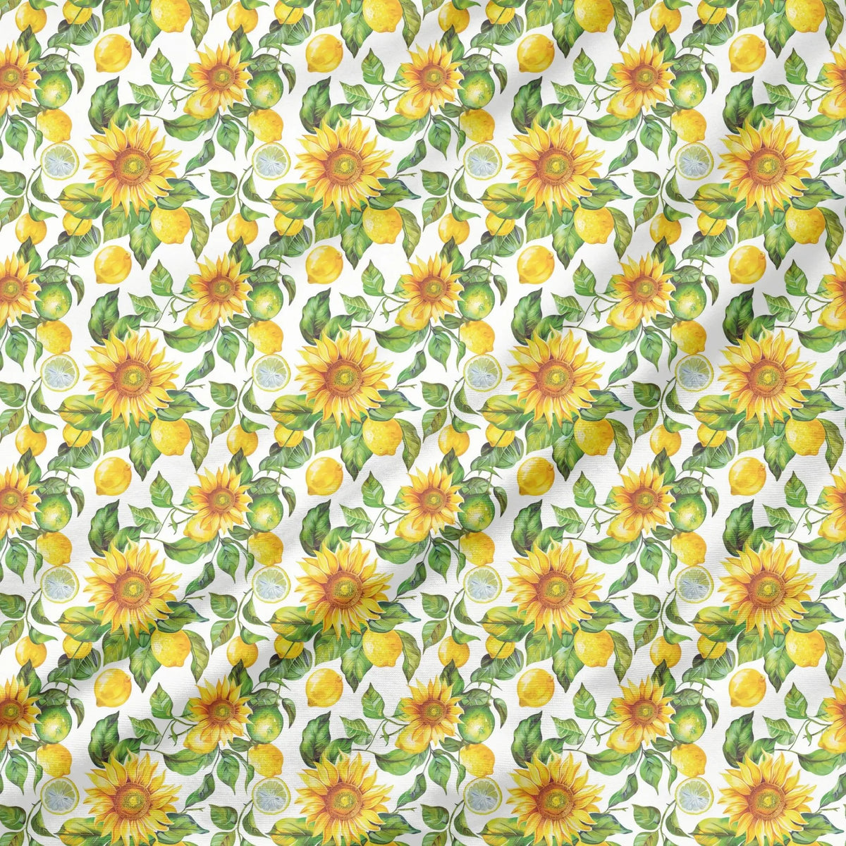 40 Pieces of Watercolor sunflower Printed Percale Cotton Fabric (CHP003)