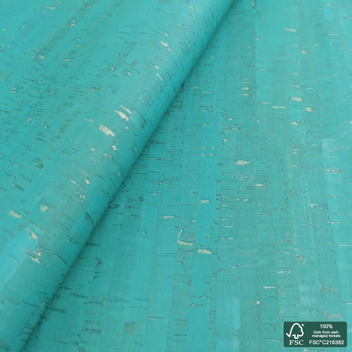 Blue Lagoon Rustic cork fabric