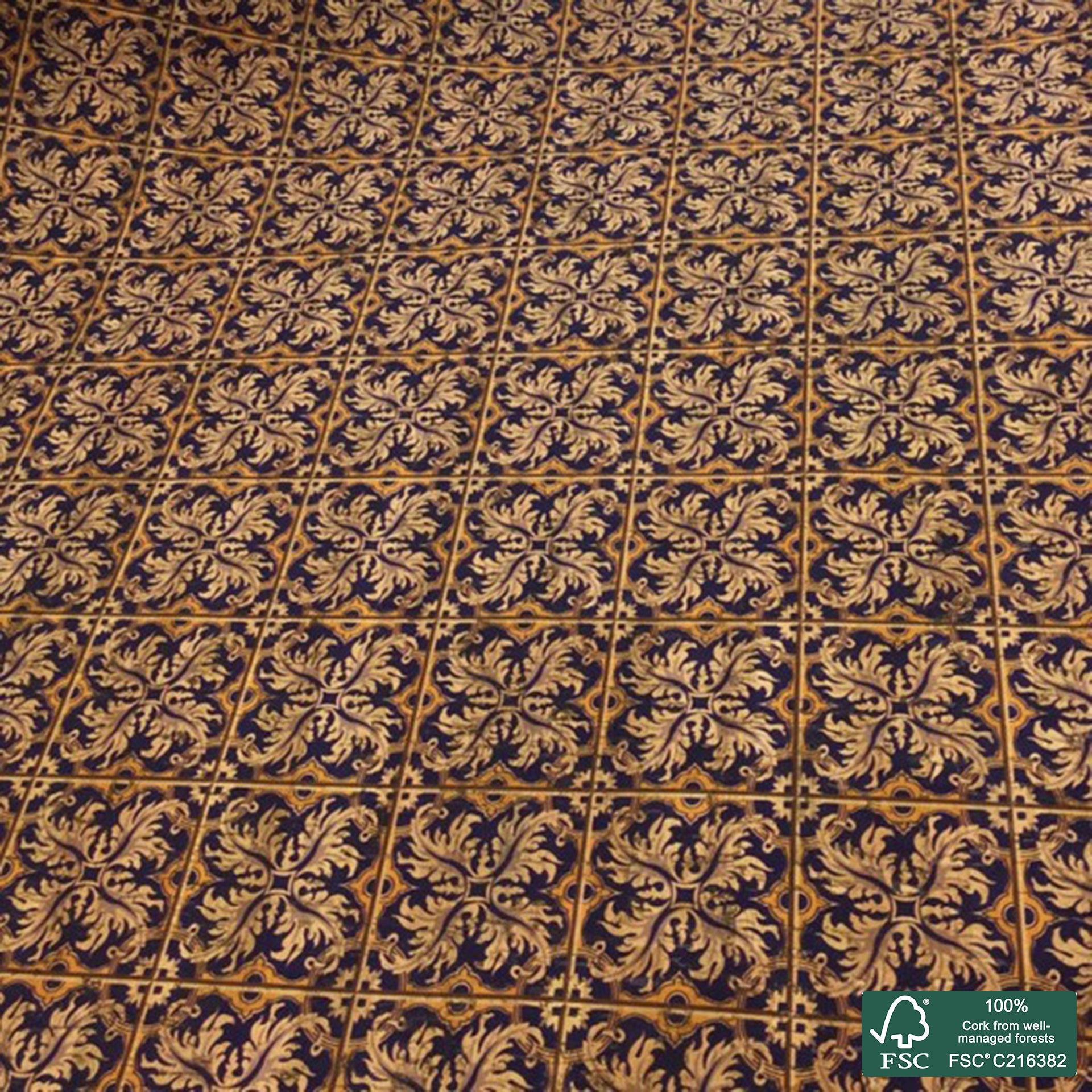 Tiles printed pattern on natural cork fabric (66)