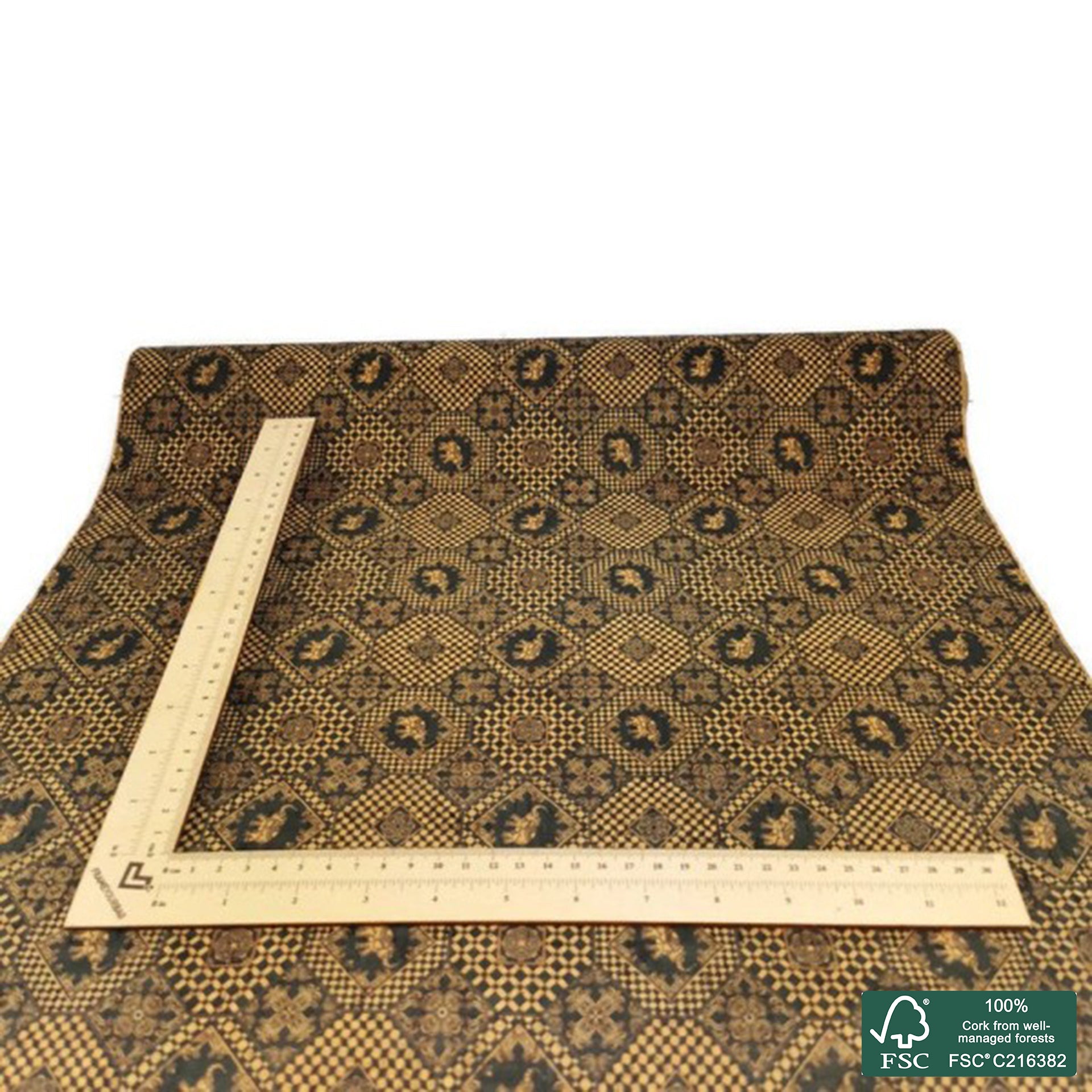 Tiles printed pattern on natural cork fabric (71)