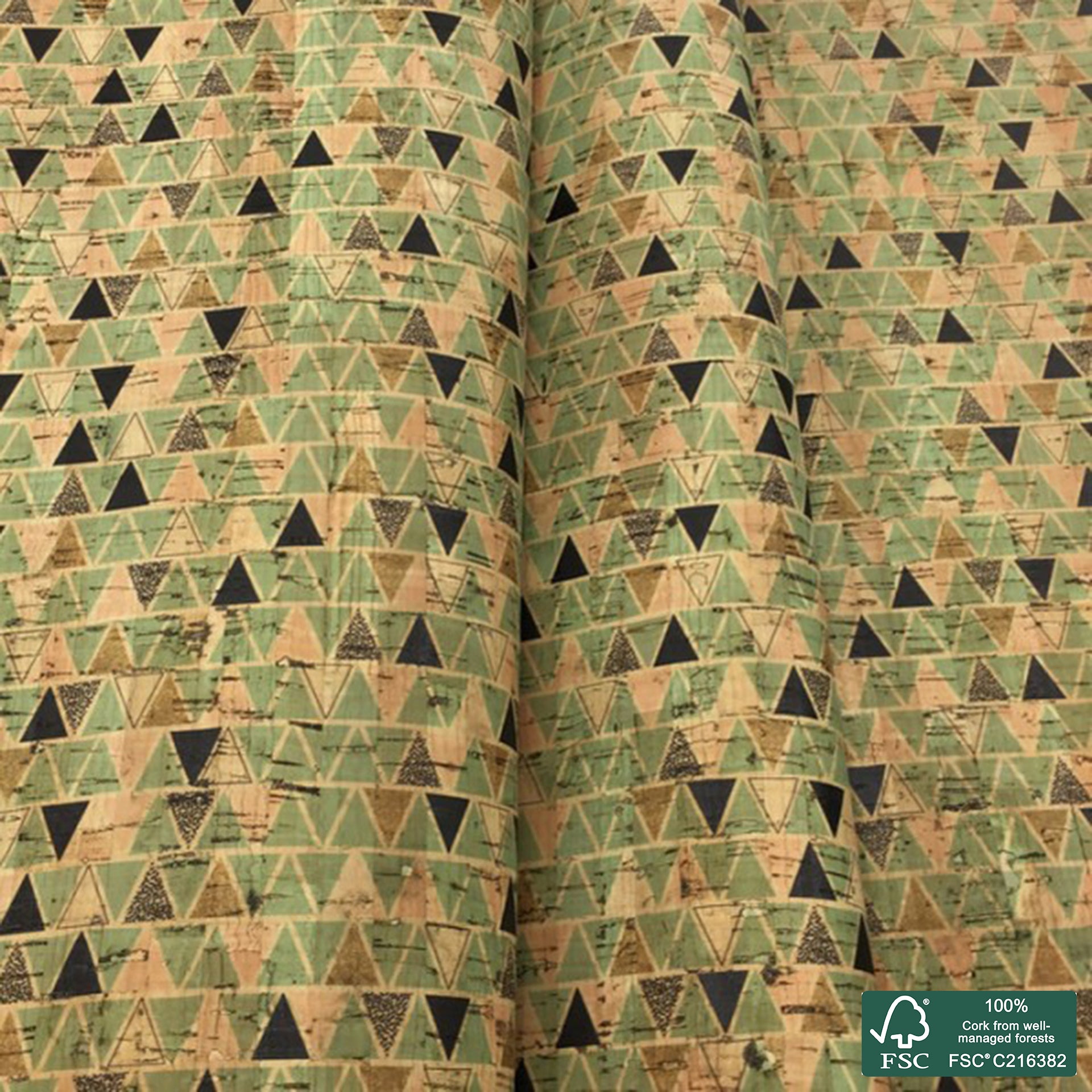Tiles printed pattern on natural cork fabric (95)
