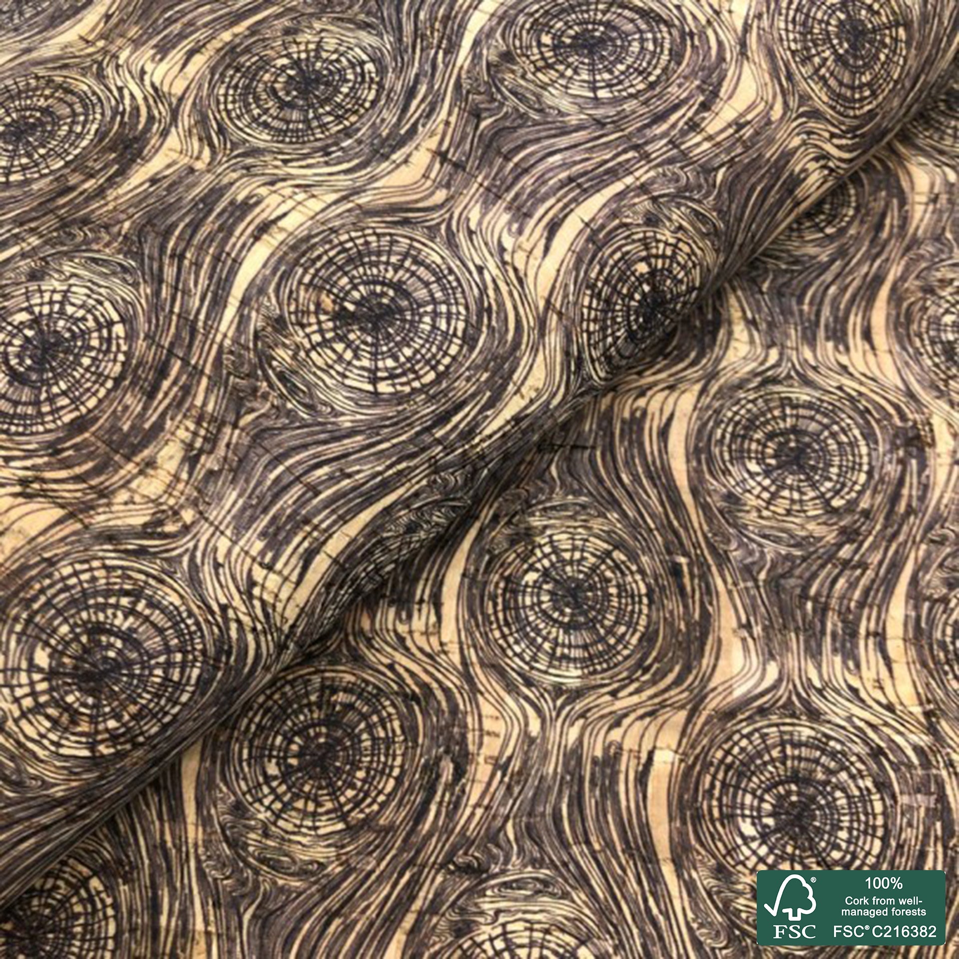 Abstract printed pattern on natural cork fabric (129)