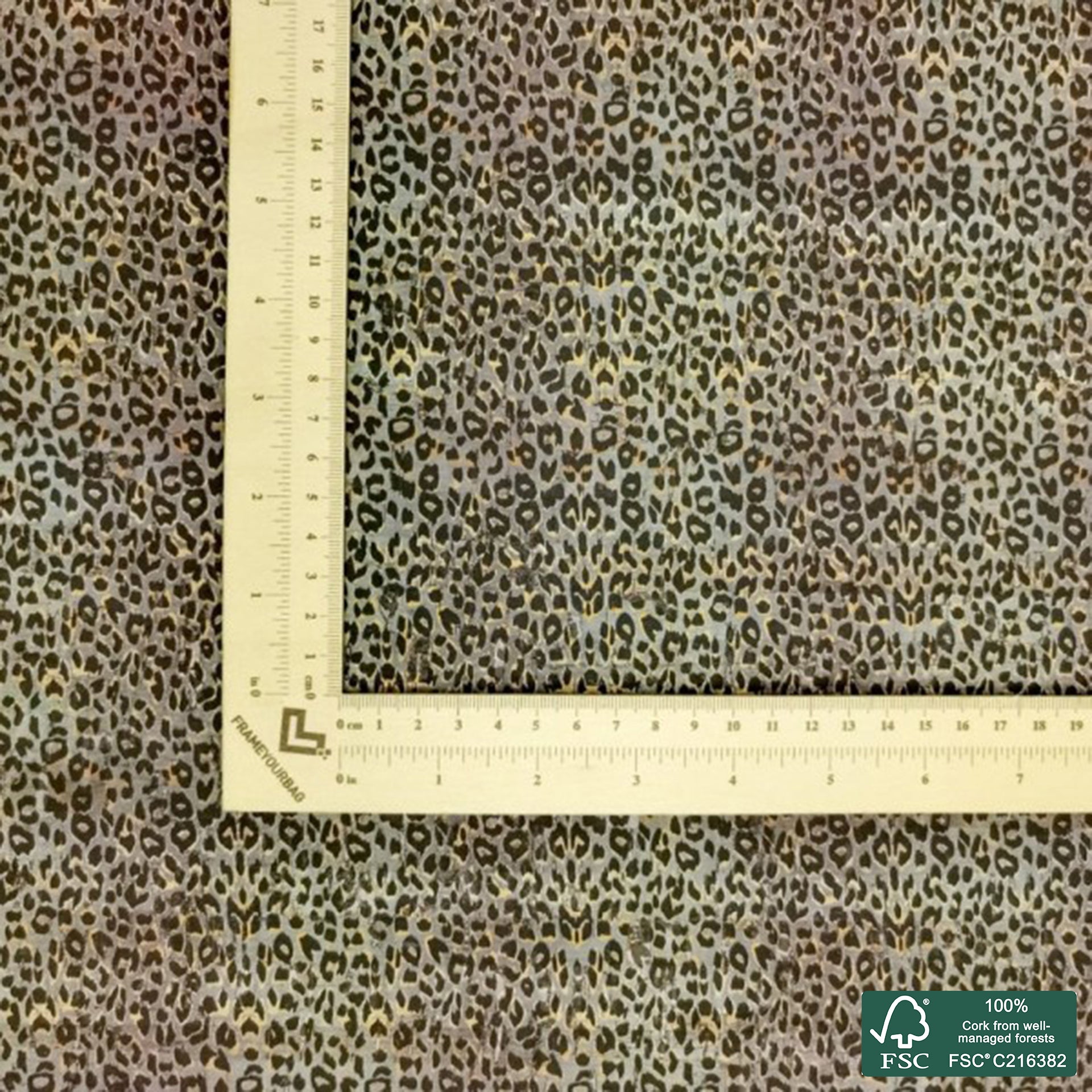 Leopard printed pattern on natural cork fabric (159)