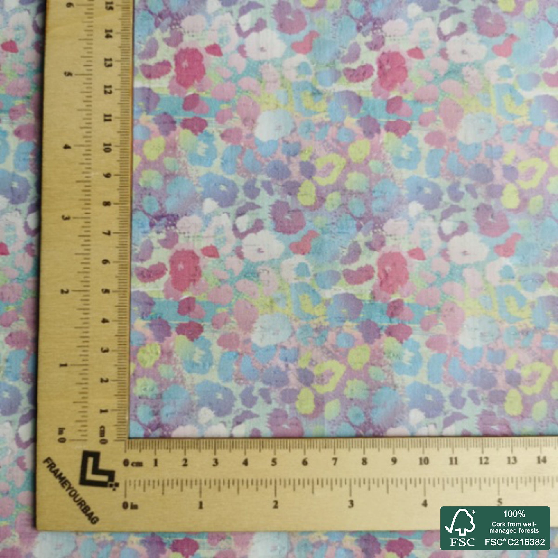 Leopard printed pattern on white cork fabric (175)
