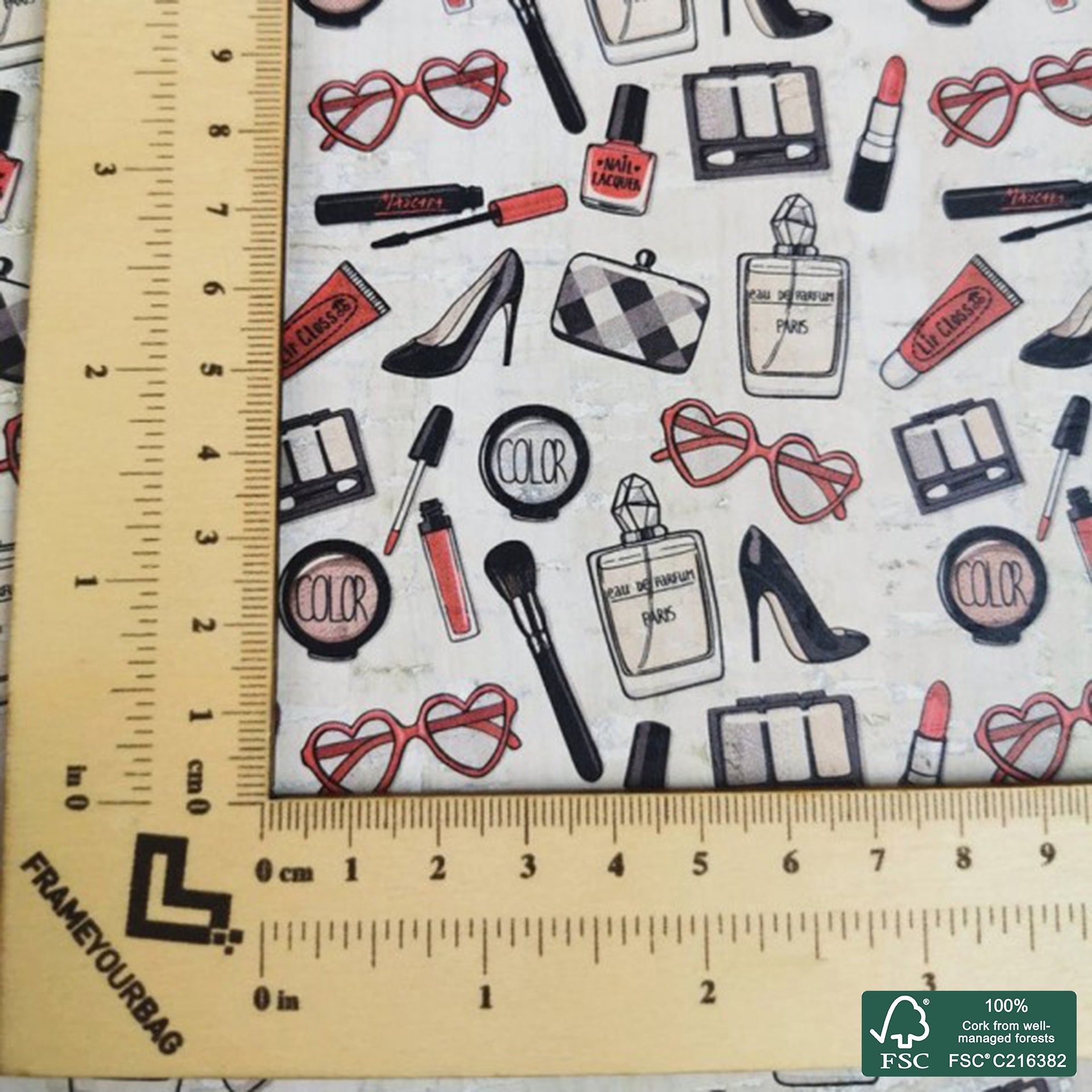 Fashion printed pattern on white cork fabric (236)