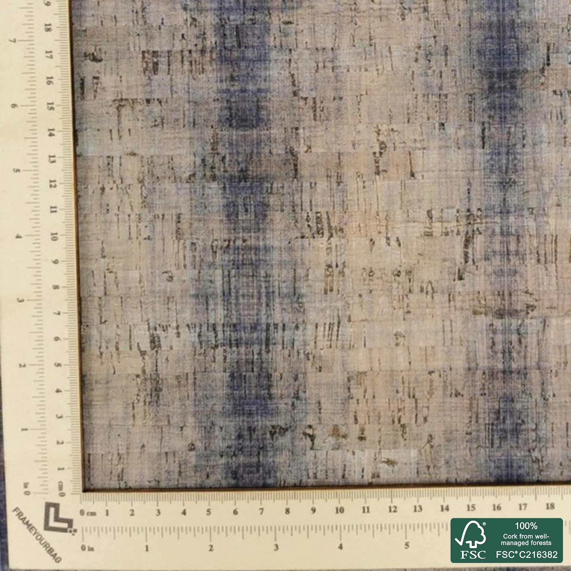 Jeans printed pattern on natural cork fabric (257)