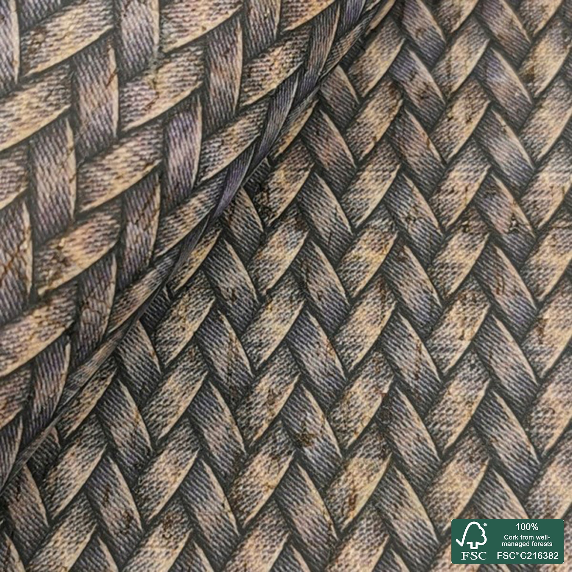 Jeans printed pattern on natural cork fabric (260)