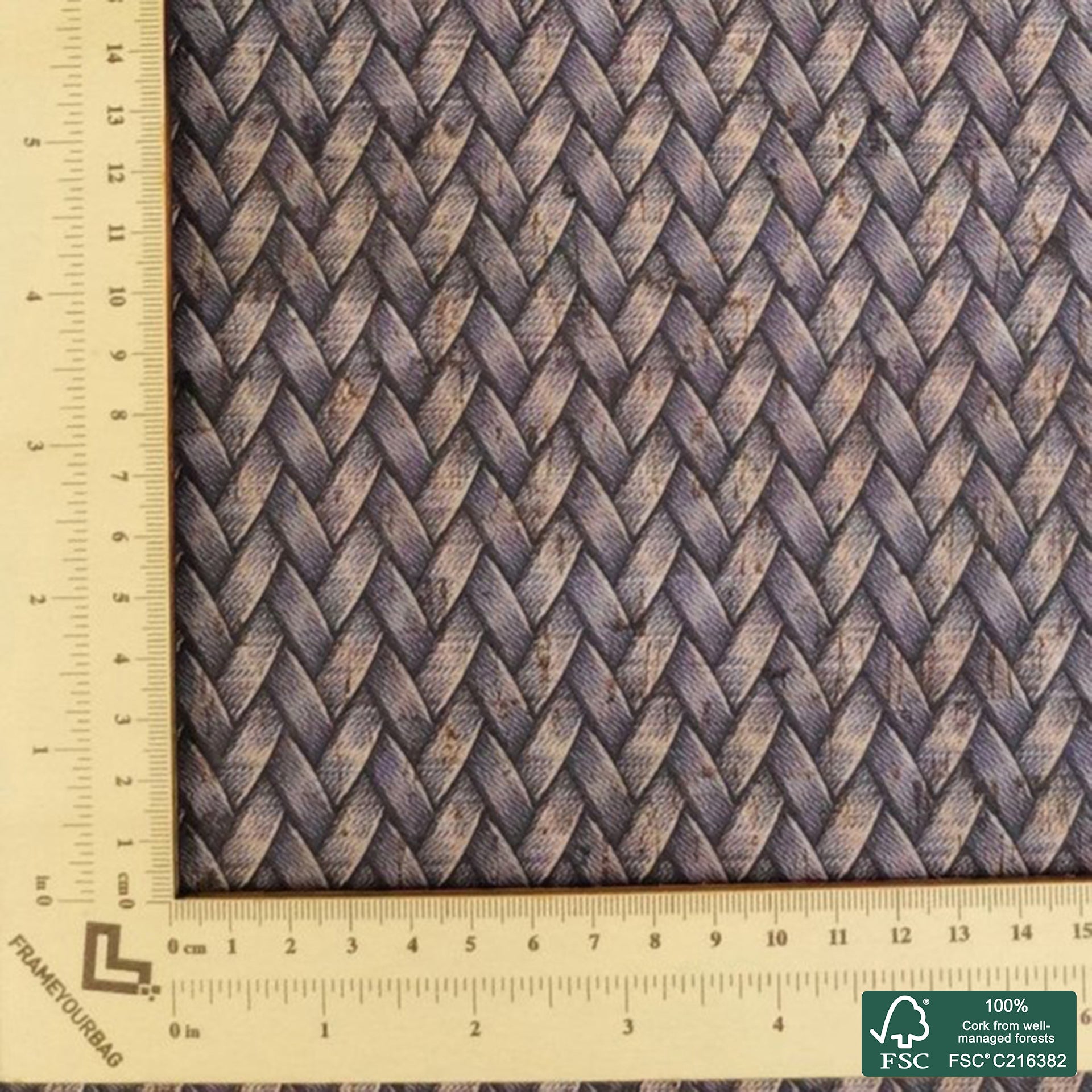 Jeans printed pattern on natural cork fabric (260)