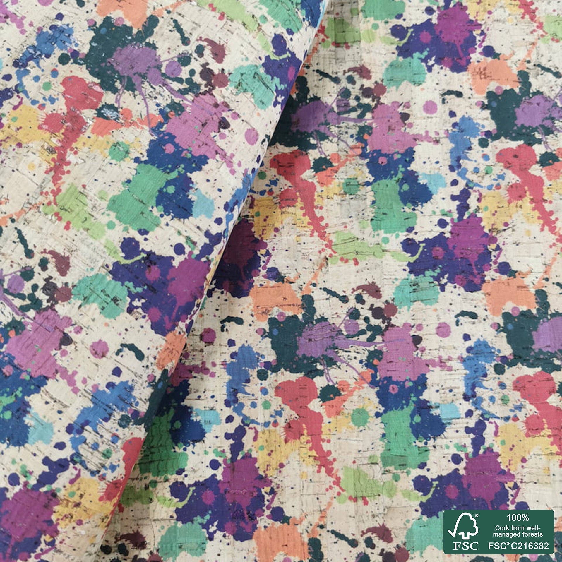 Abstract printed pattern on natural cork fabric (374)