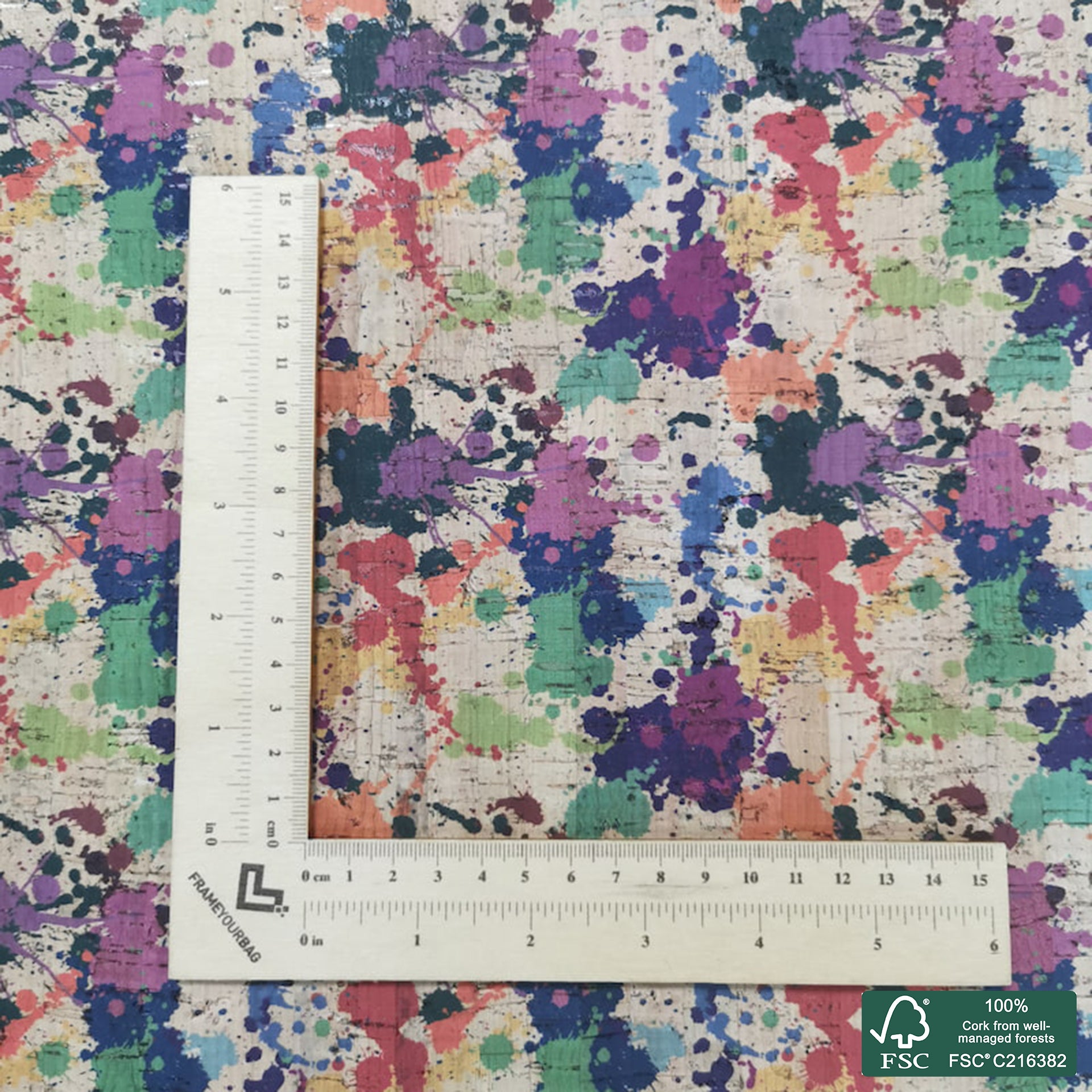Abstract printed pattern on natural cork fabric (374)