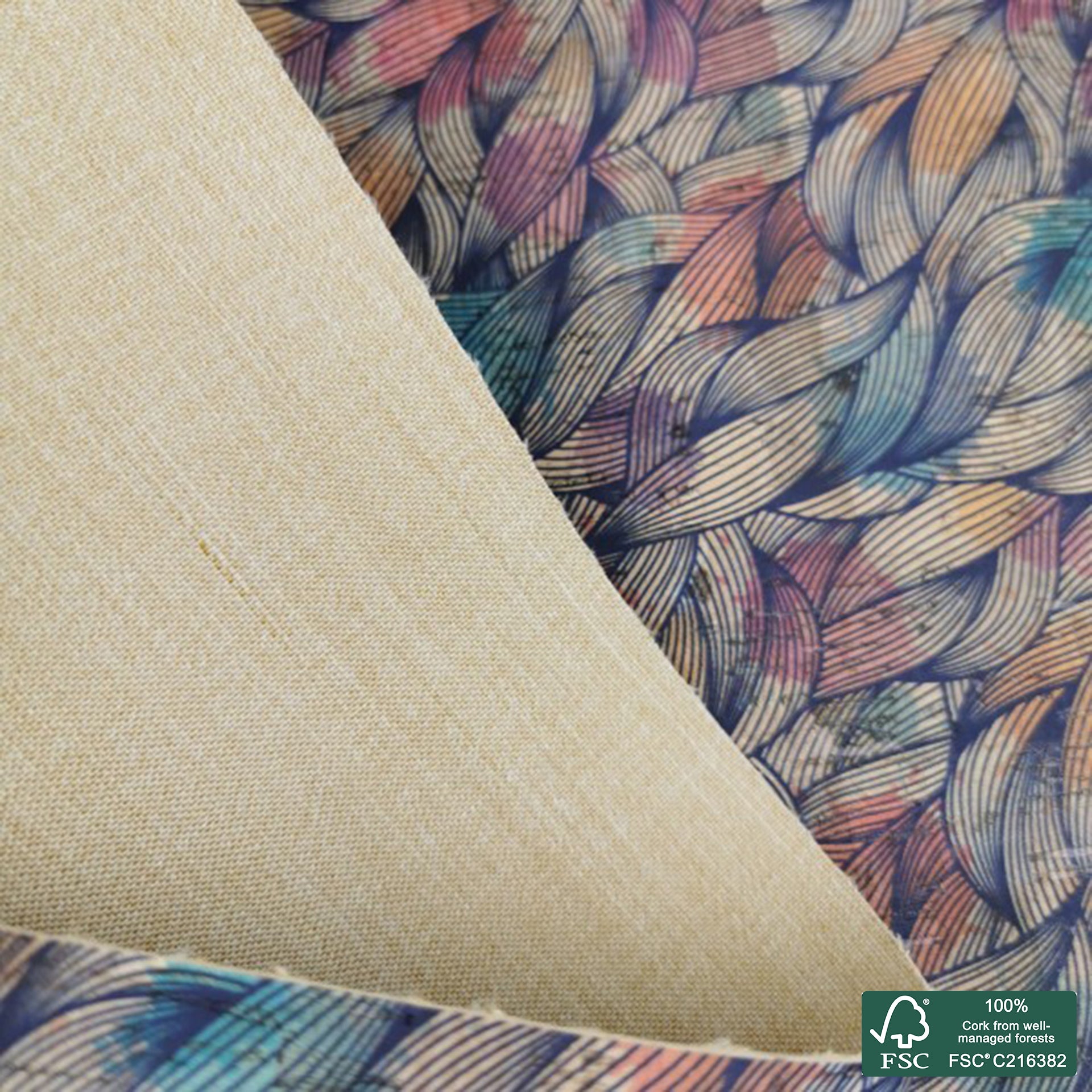 Abstract printed pattern on natural cork fabric (473)