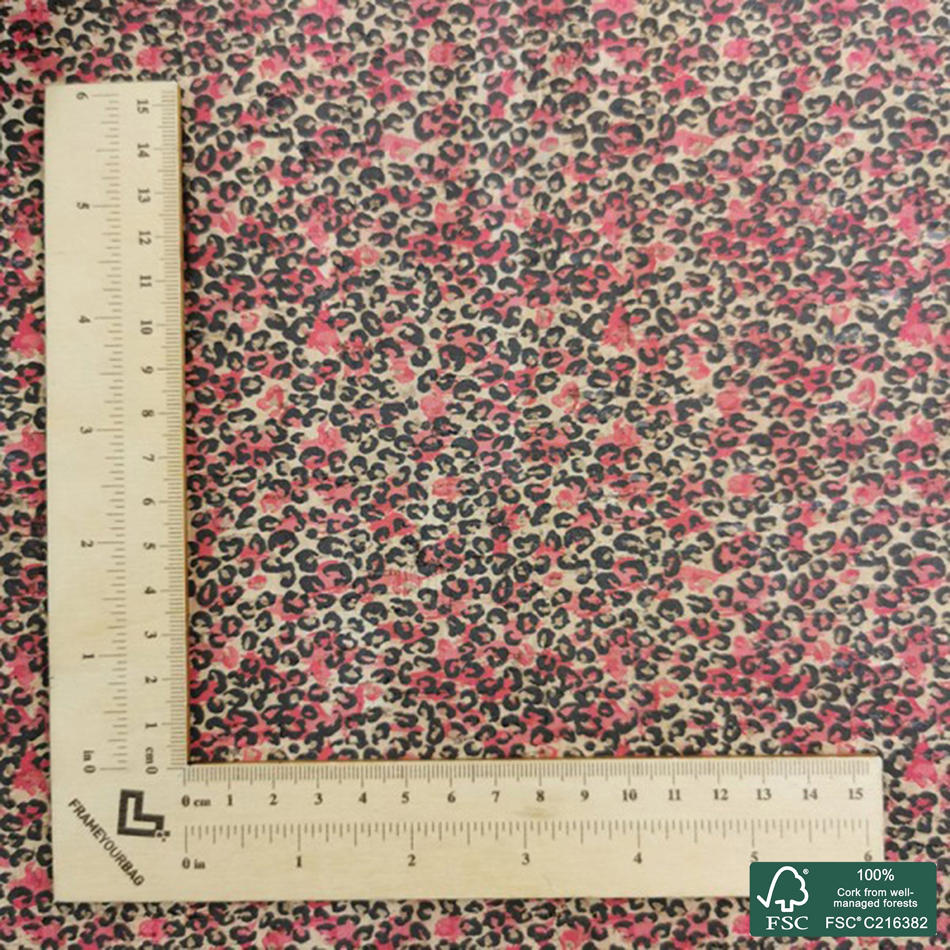 Leopard printed pattern on natural cork fabric (484)