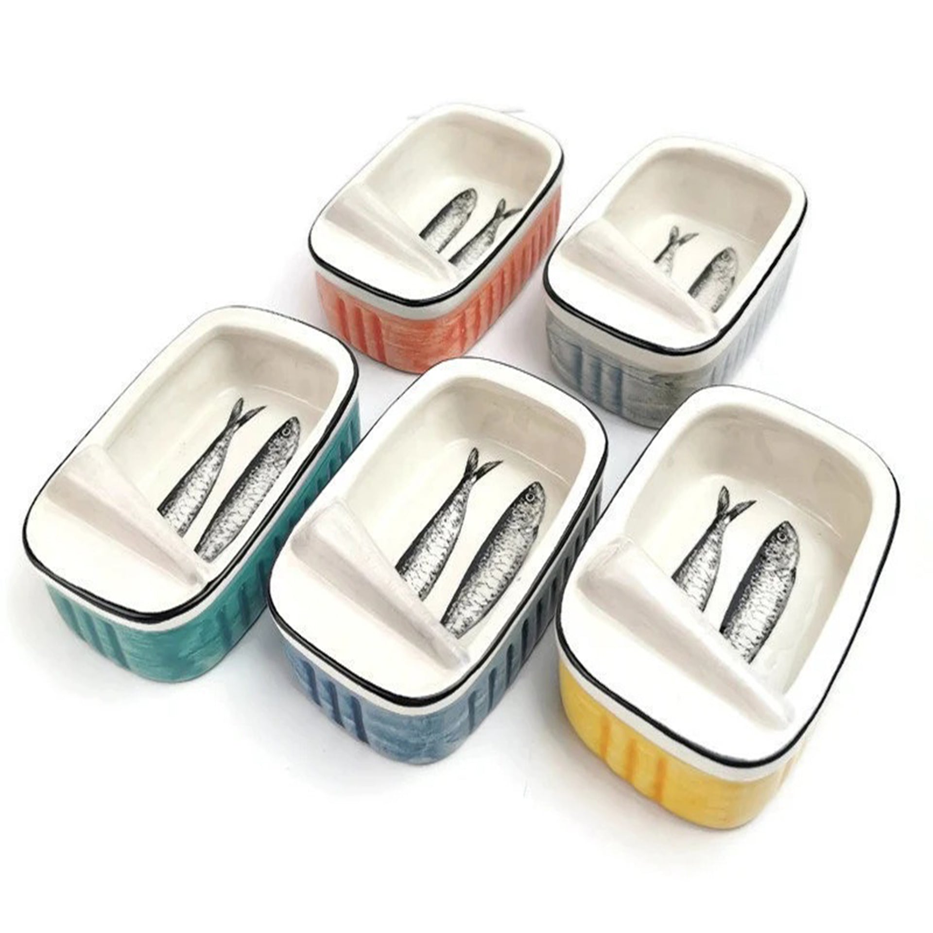 Ceramic can with sardines home decor