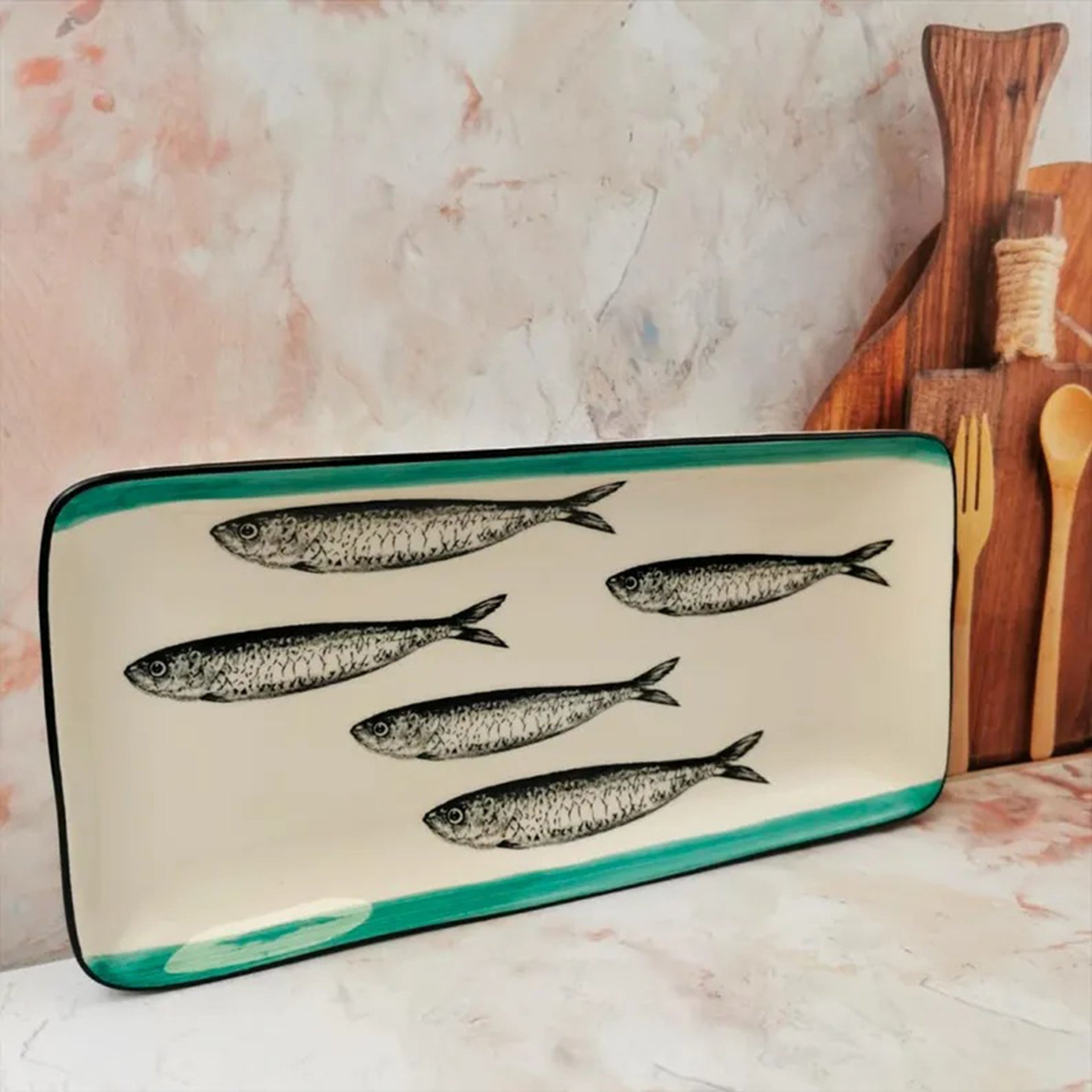 Portuguese ceramic tray with sardines