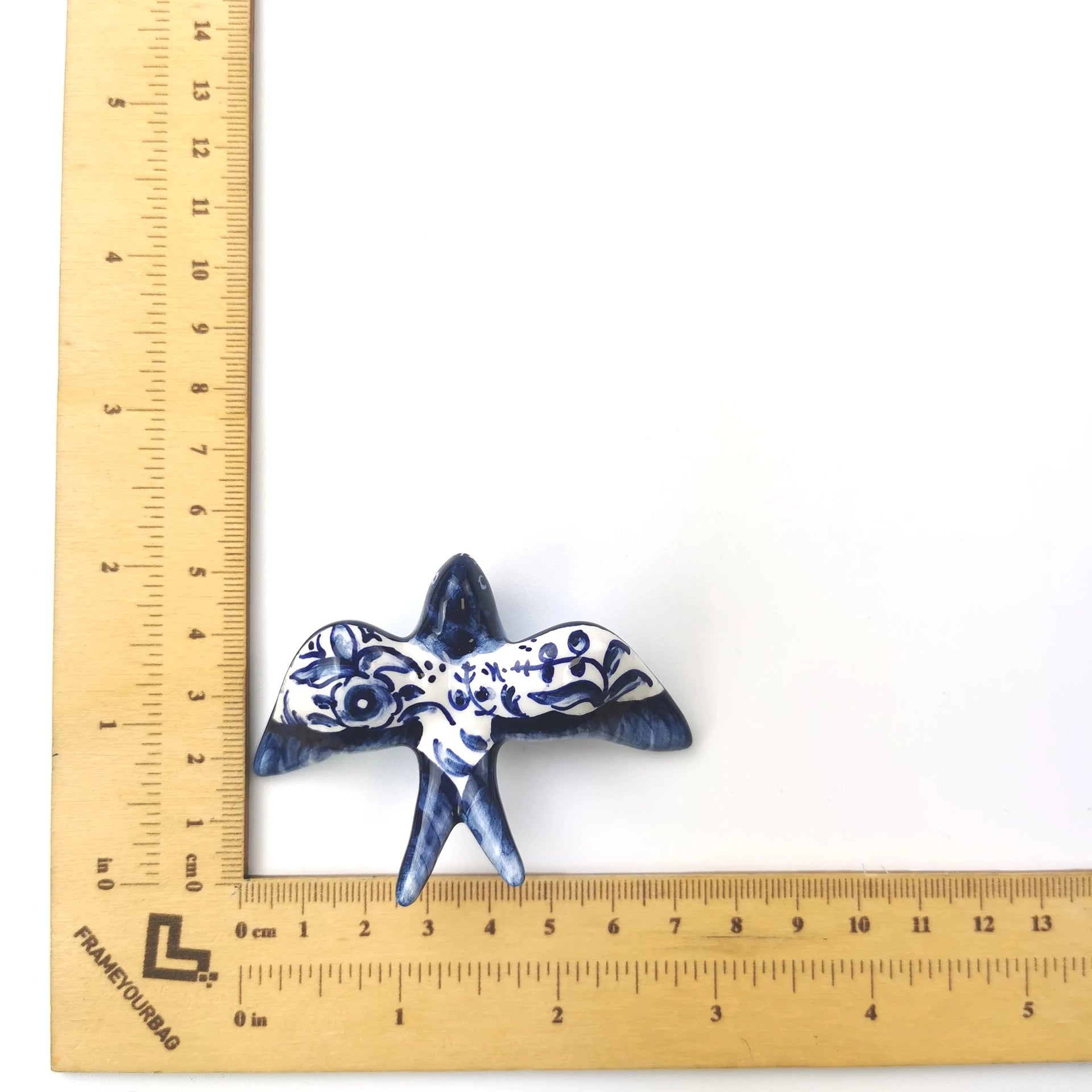 Blue ceramic handpainted swallow for wall decor