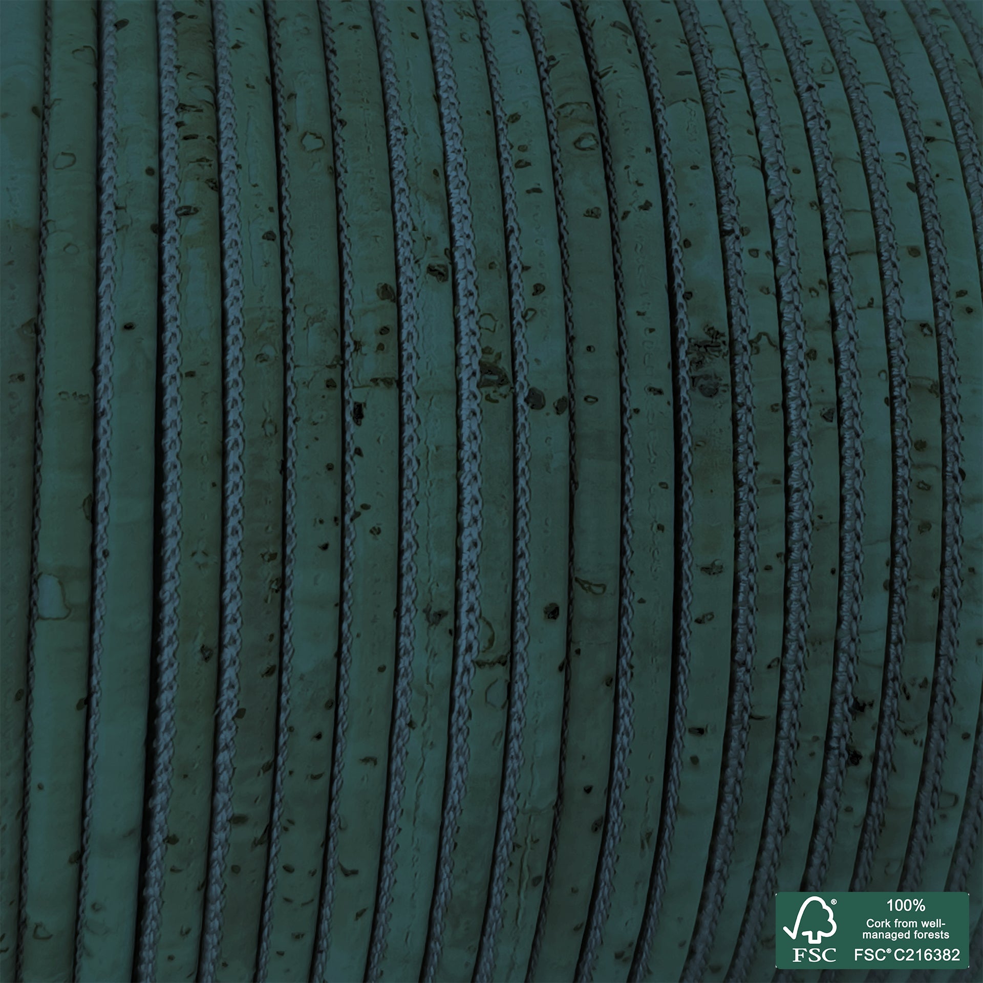 Round cork cord petroleum blue superior