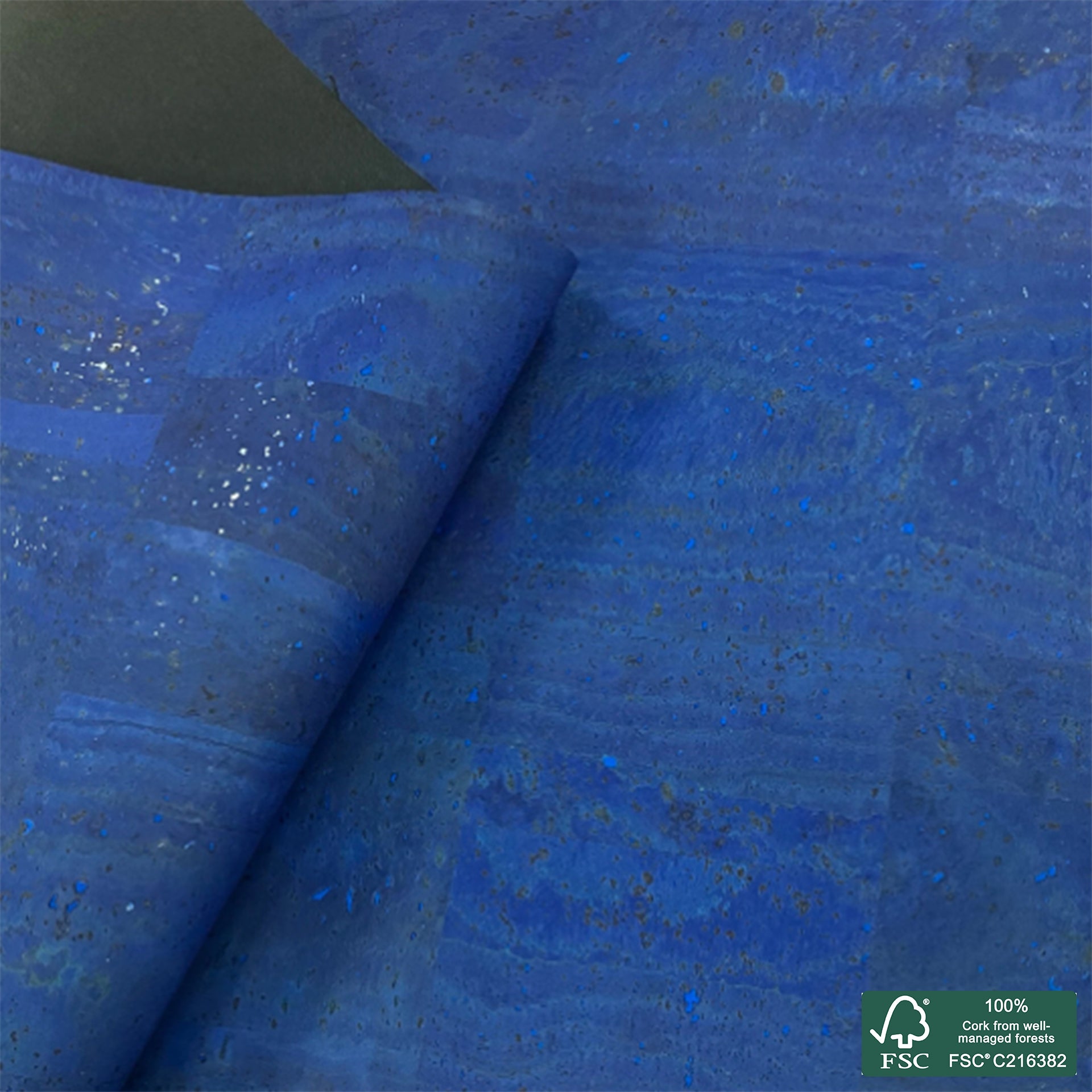 Royal blue superior cork fabric