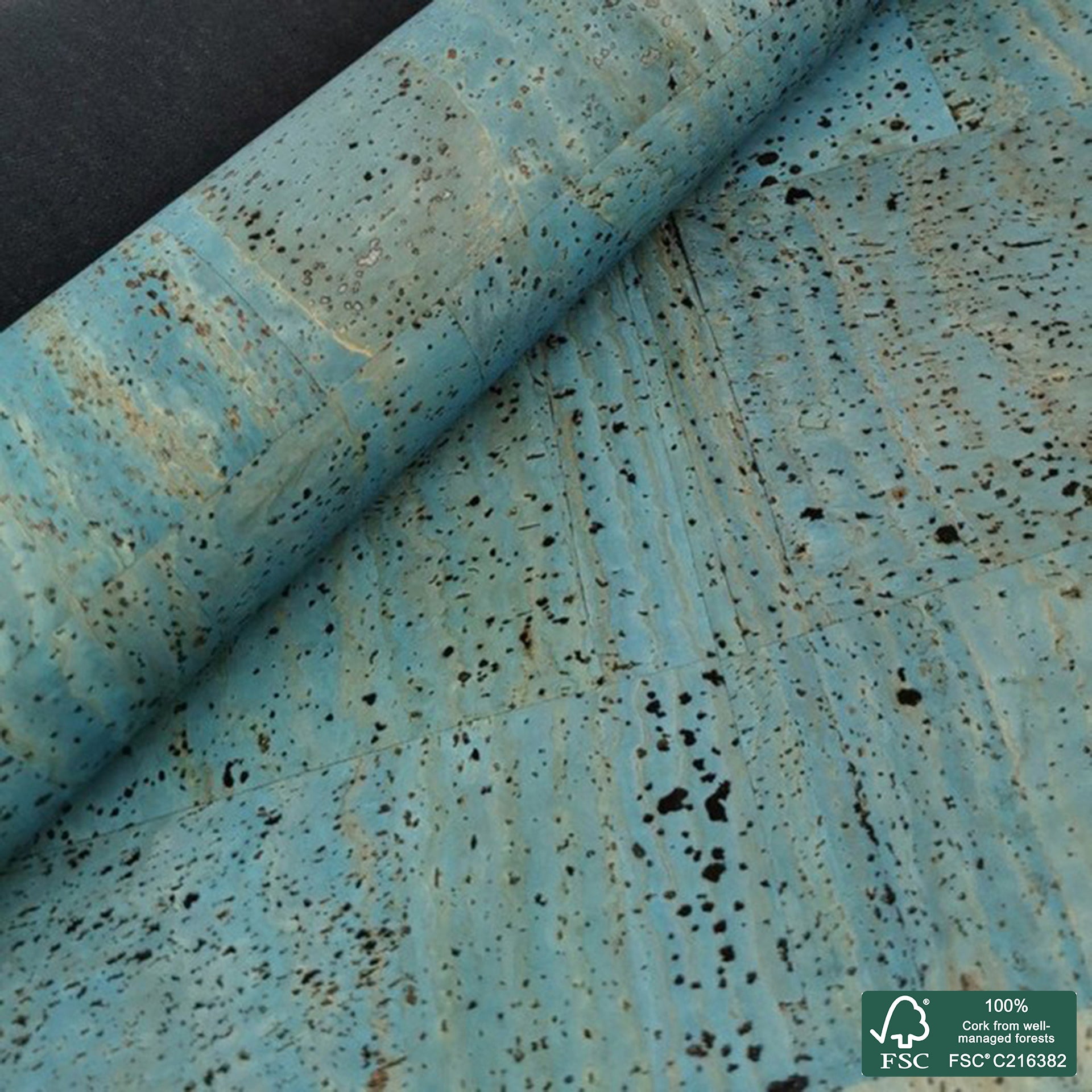 Petroleum blue superior cork fabric