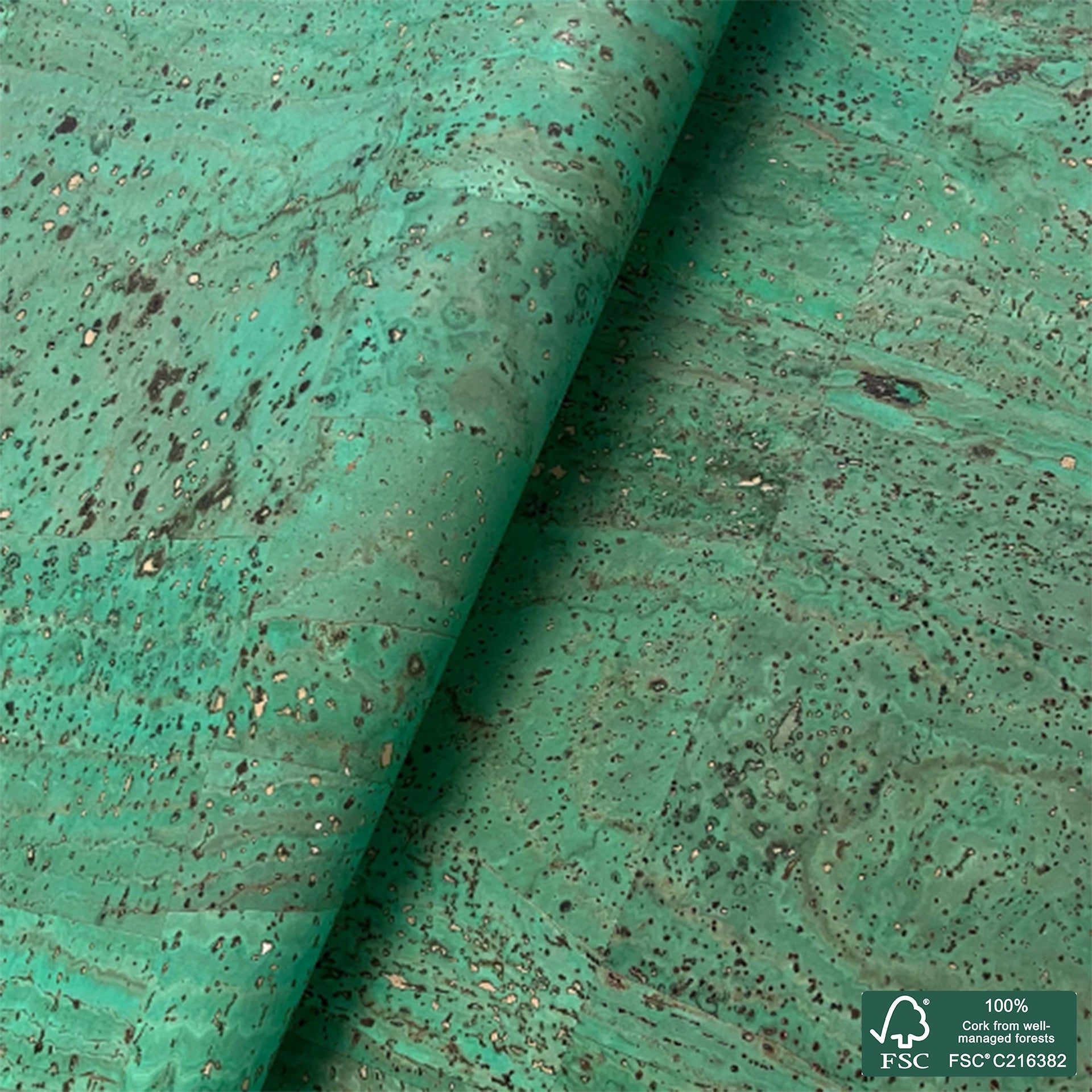 Royal green superior cork fabric