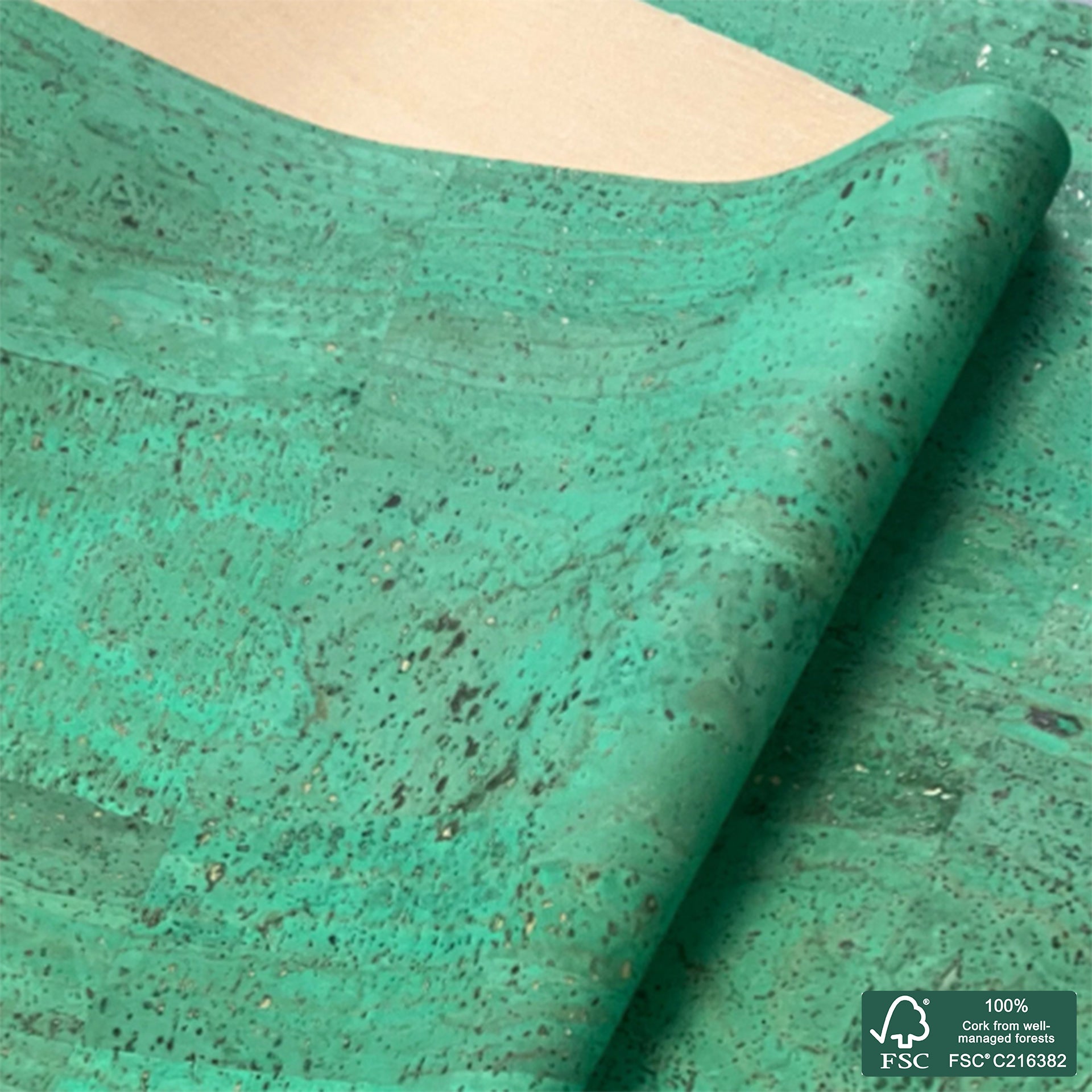 Royal green superior cork fabric