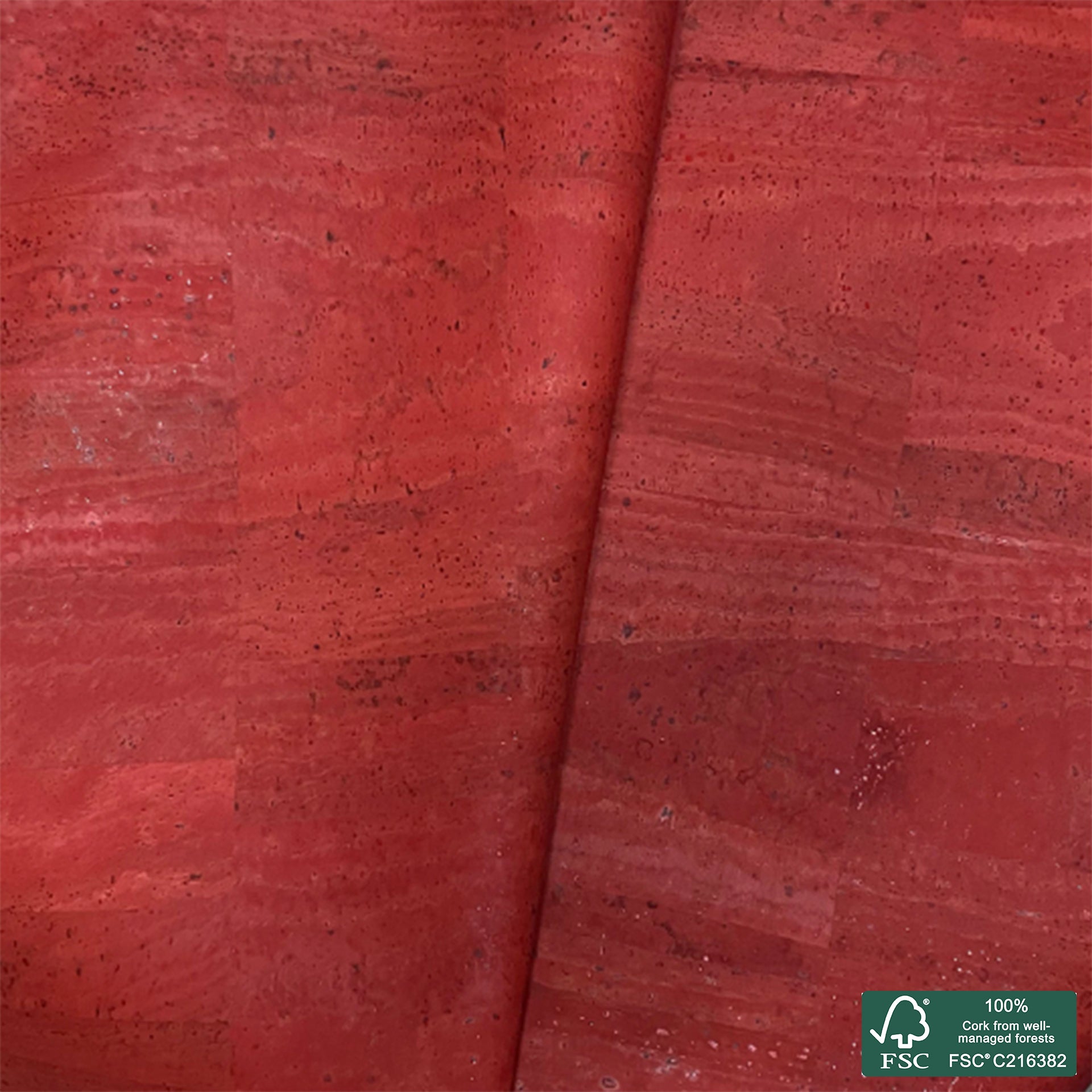 Coral red superior cork fabric
