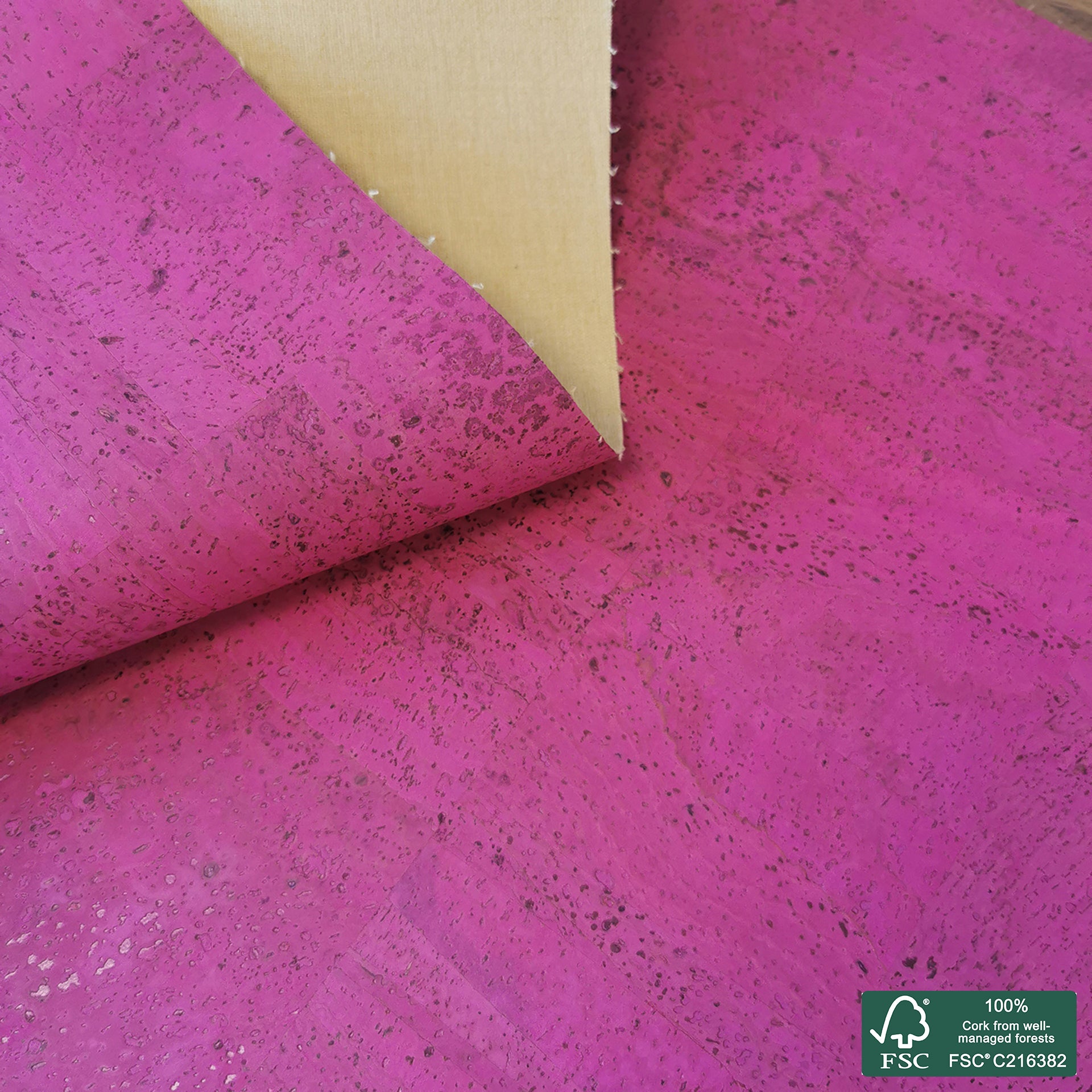 Magenta Superior cork fabric