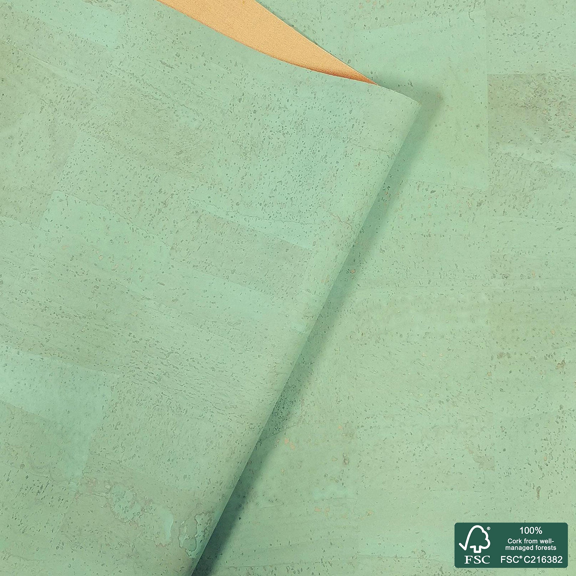 Green mint Superior cork fabric