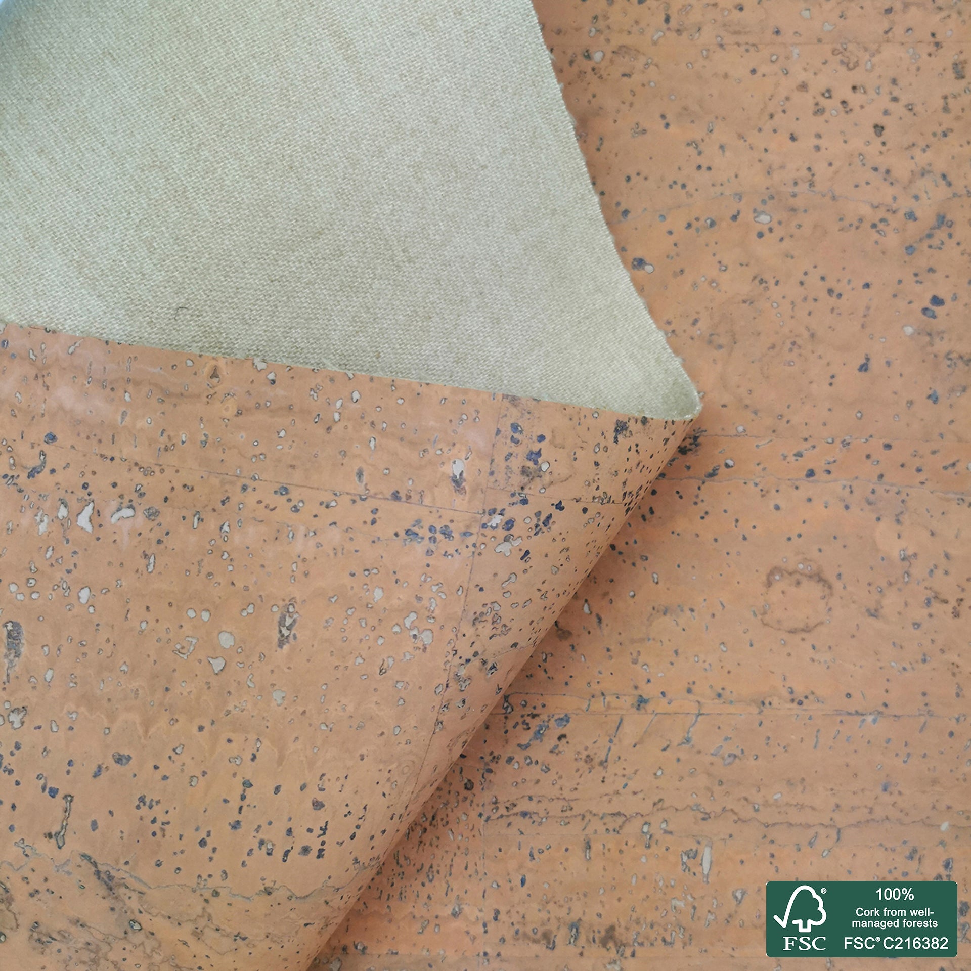 Salmon Superior cork fabric