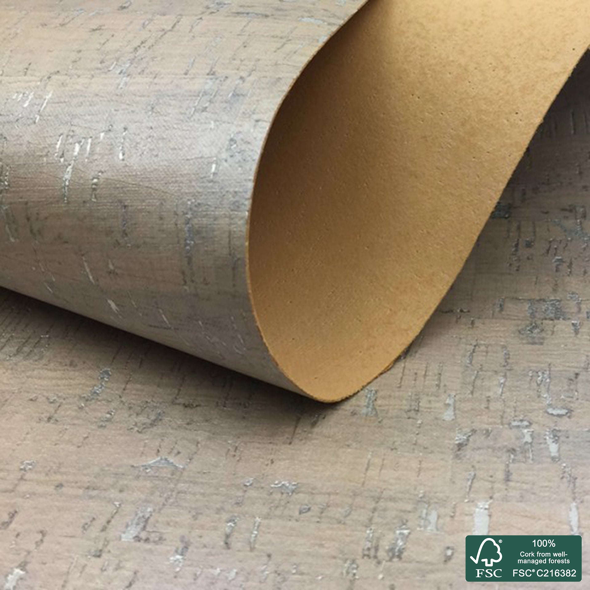 Pearl shinning rustic cork fabric