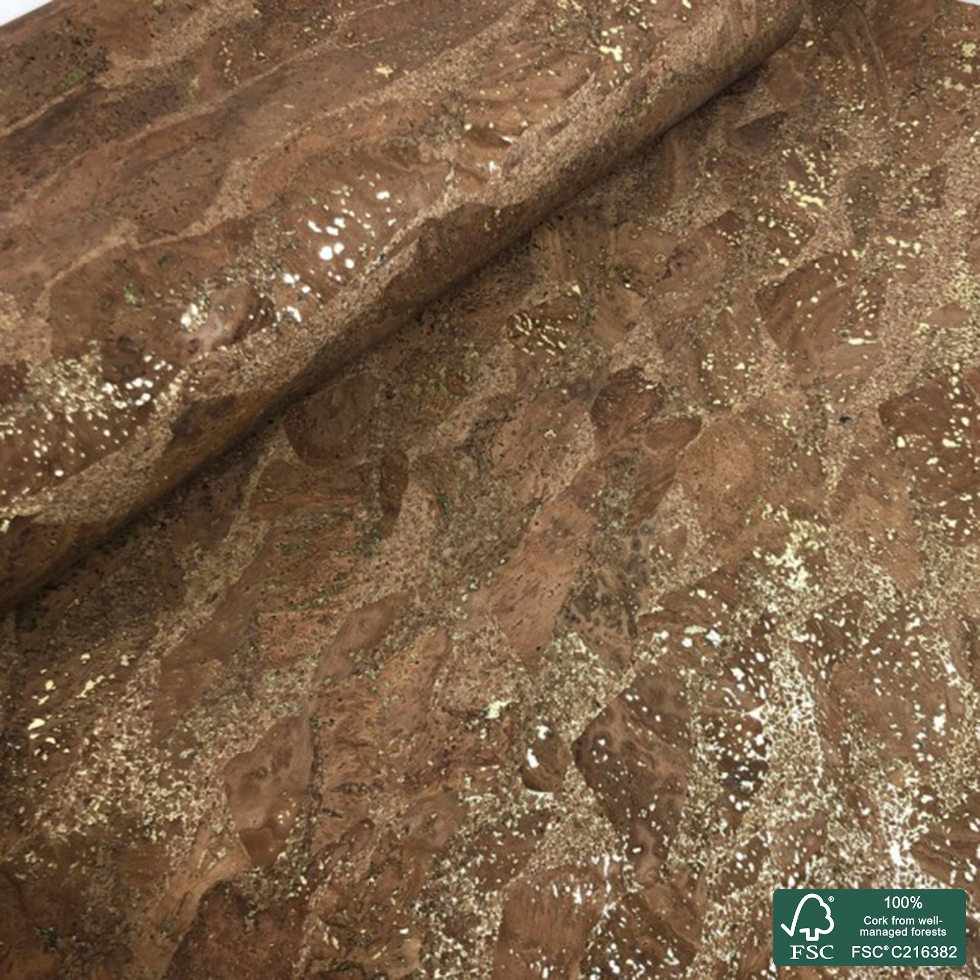 Brown superior with golden flecks cork fabric