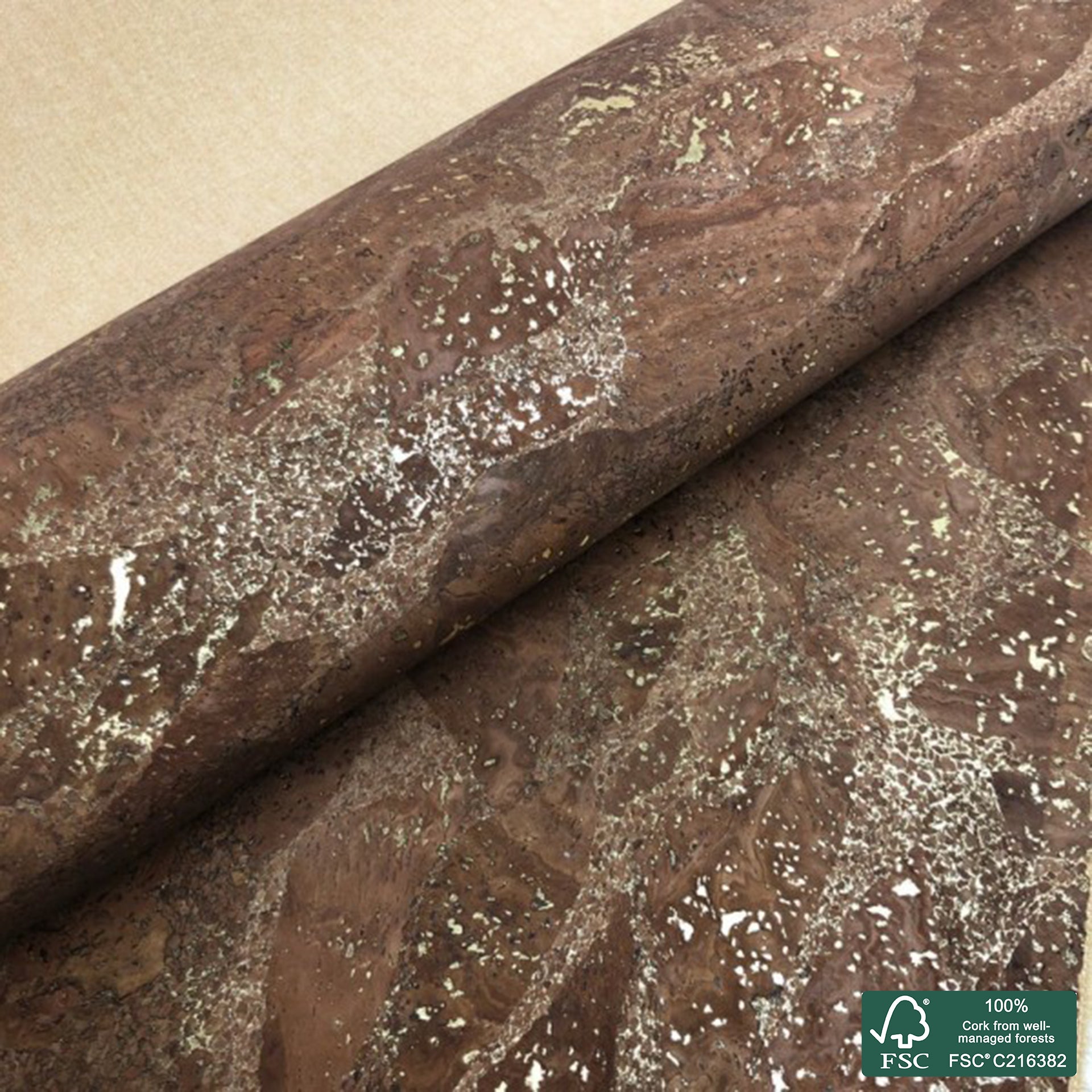Brown superior with golden flecks cork fabric