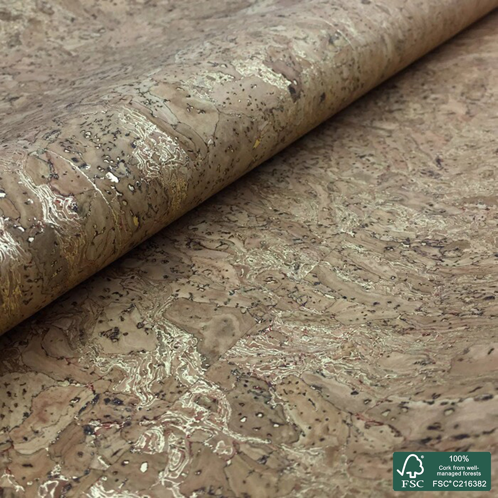 Natural superior with red golden roots cork fabric