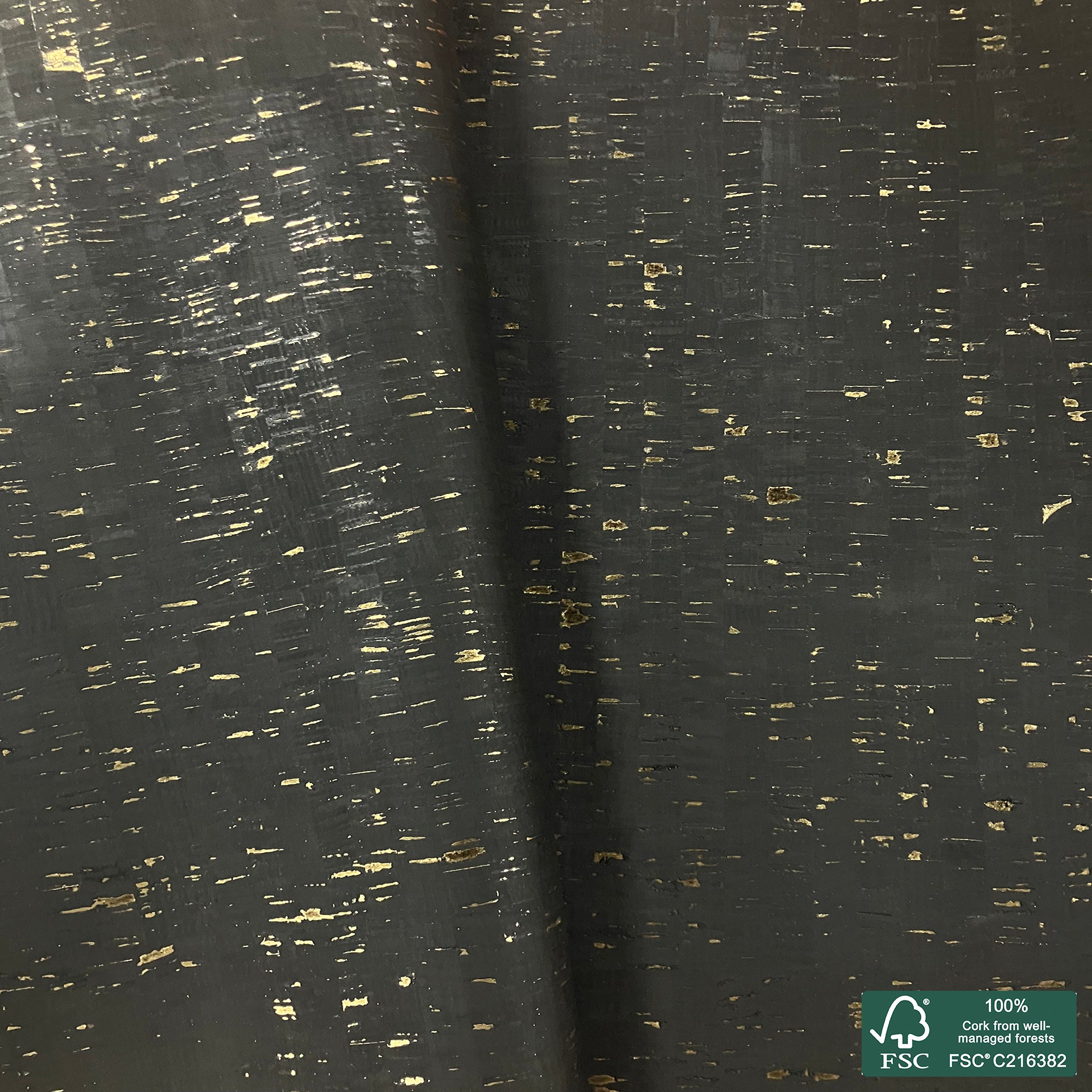 Black rustic with golden flecks cork fabric