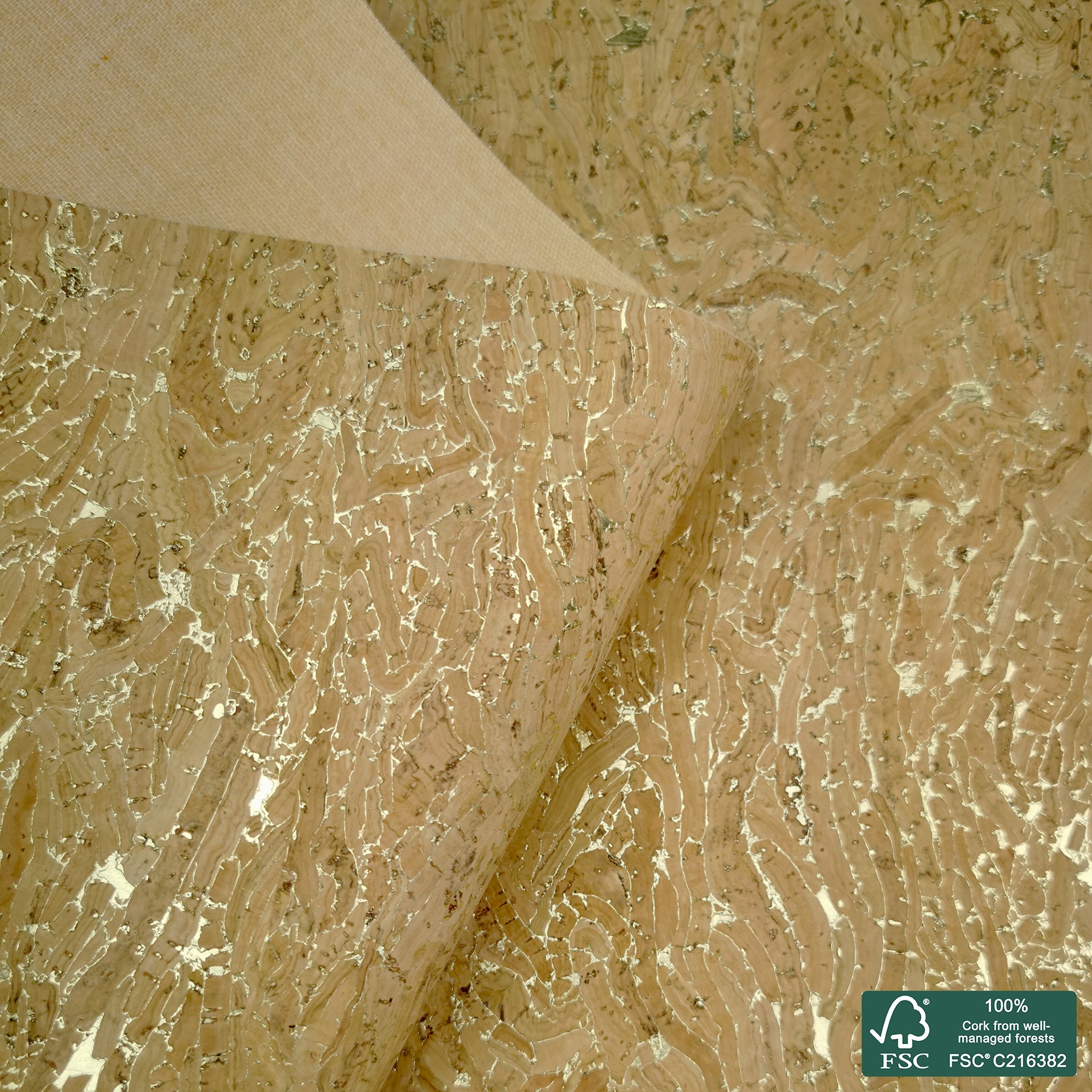 Natural superior with golden roots cork fabric