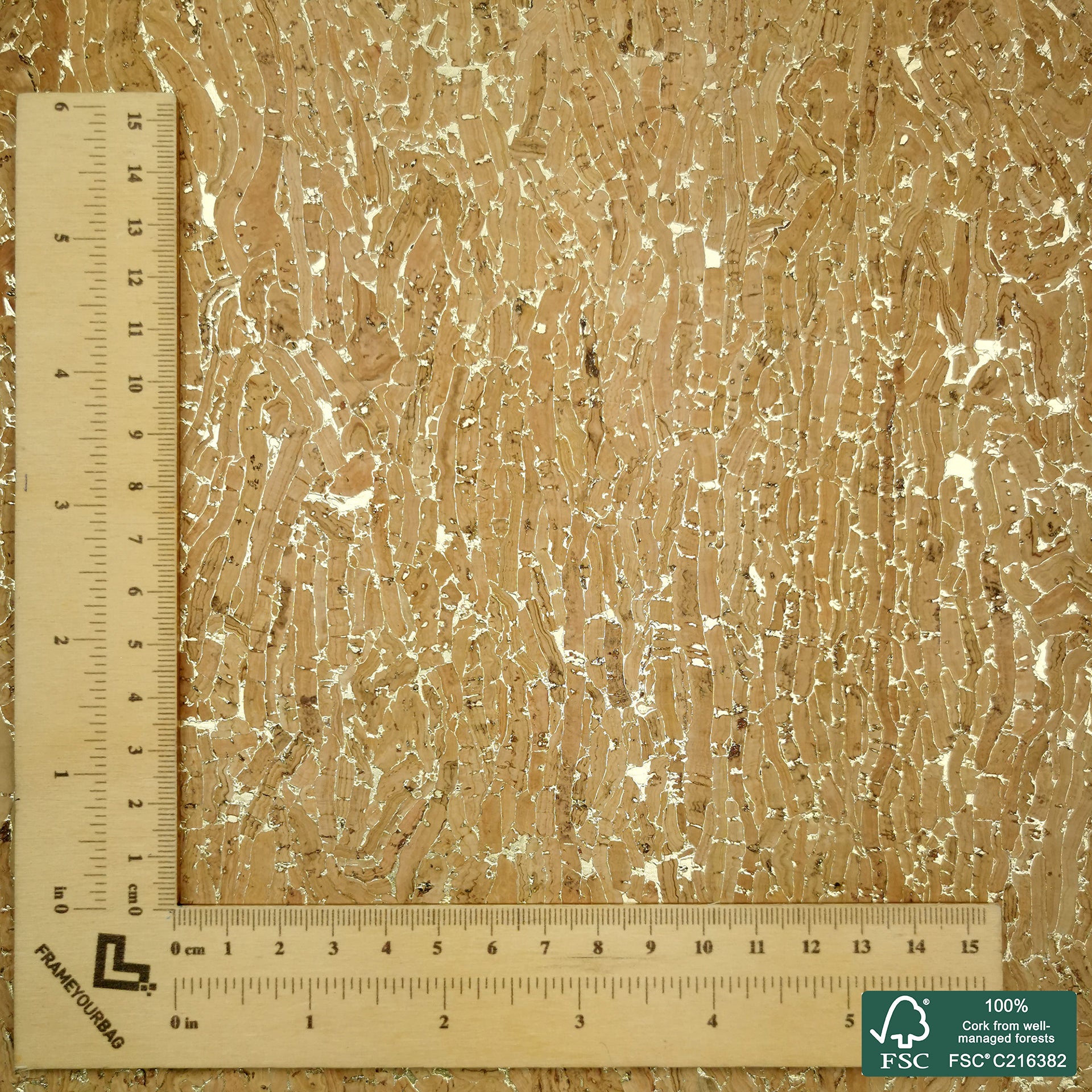 Natural superior with golden roots cork fabric