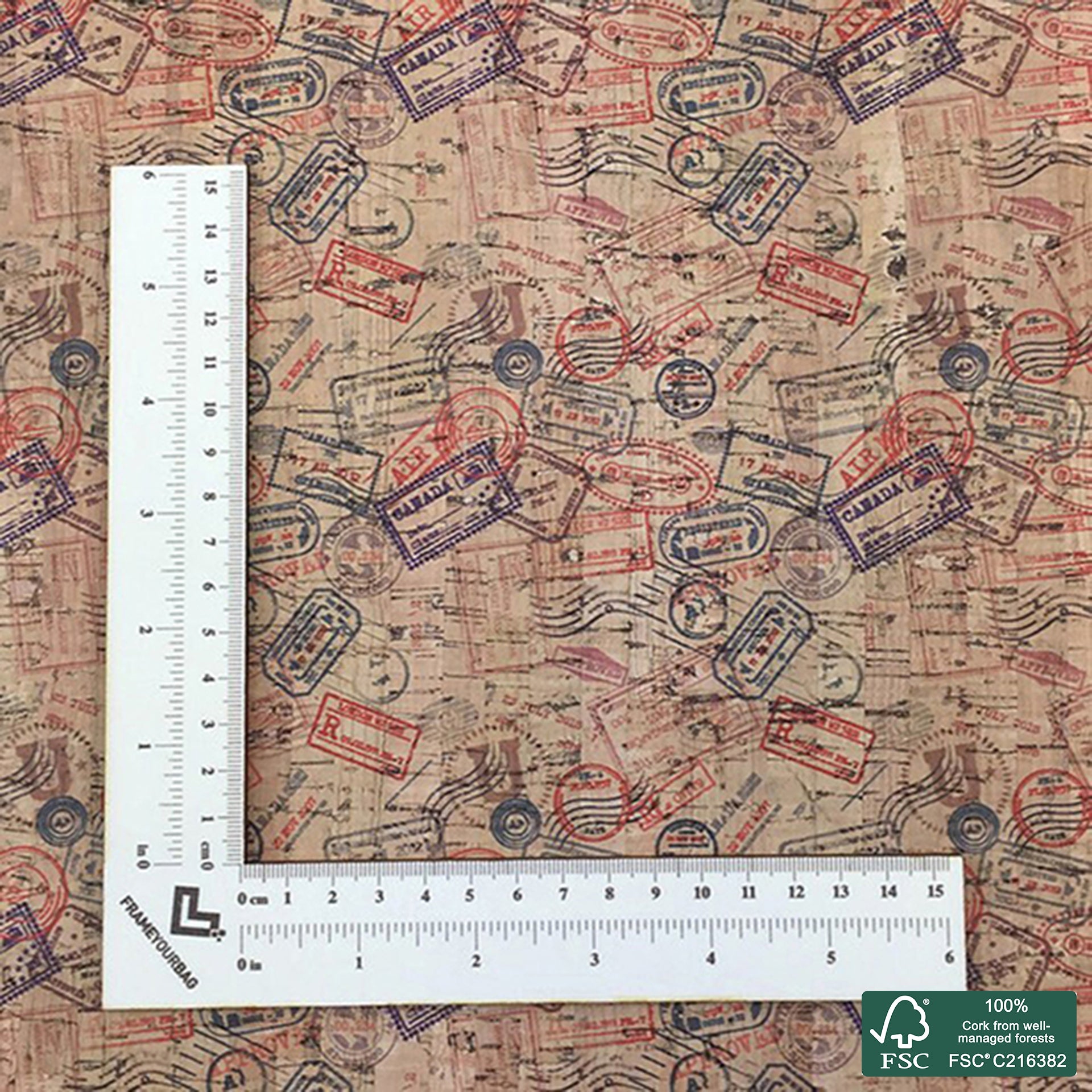 Stampes printed pattern on natural cork fabric (98)