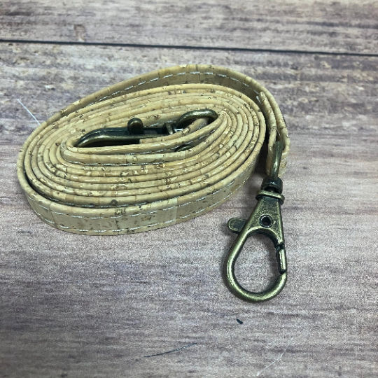 Natural cork handbag handle 120 cm x 10 mm with antique brass hook