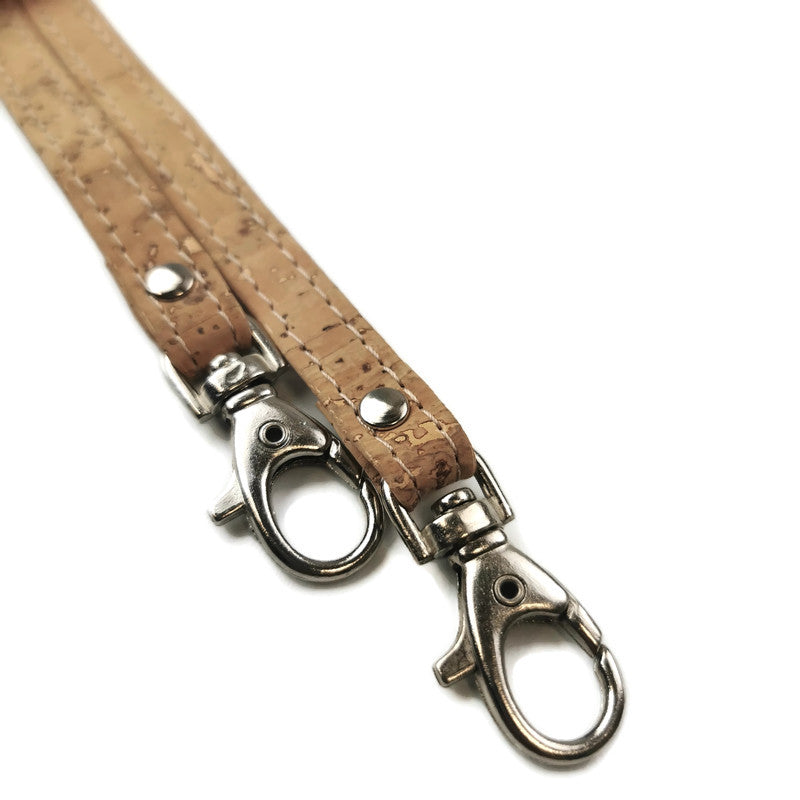 Natural cork handbag handle 120 cm x 10 mm with silver hook