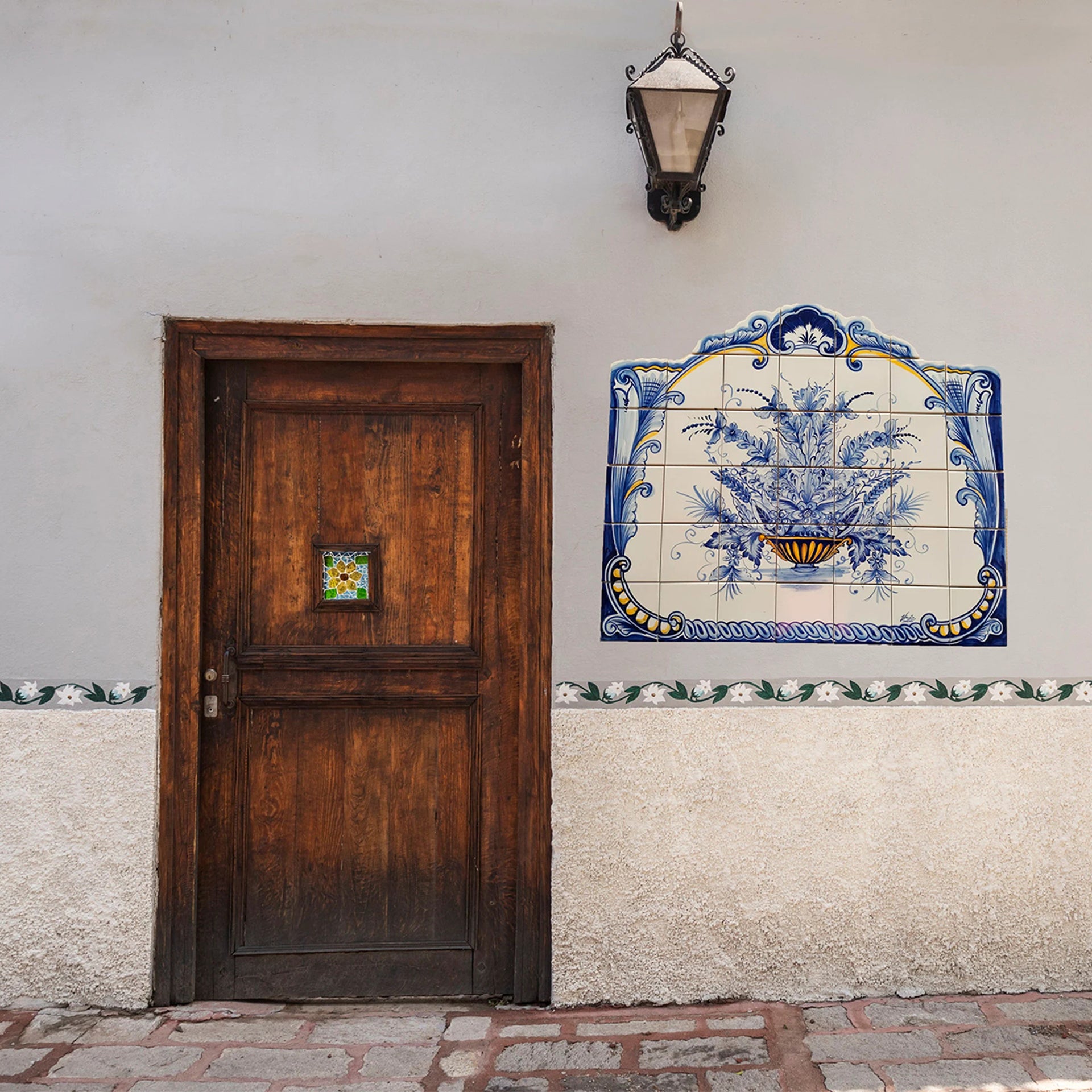 Floral Hand Painted Ceramic Tiles Mural