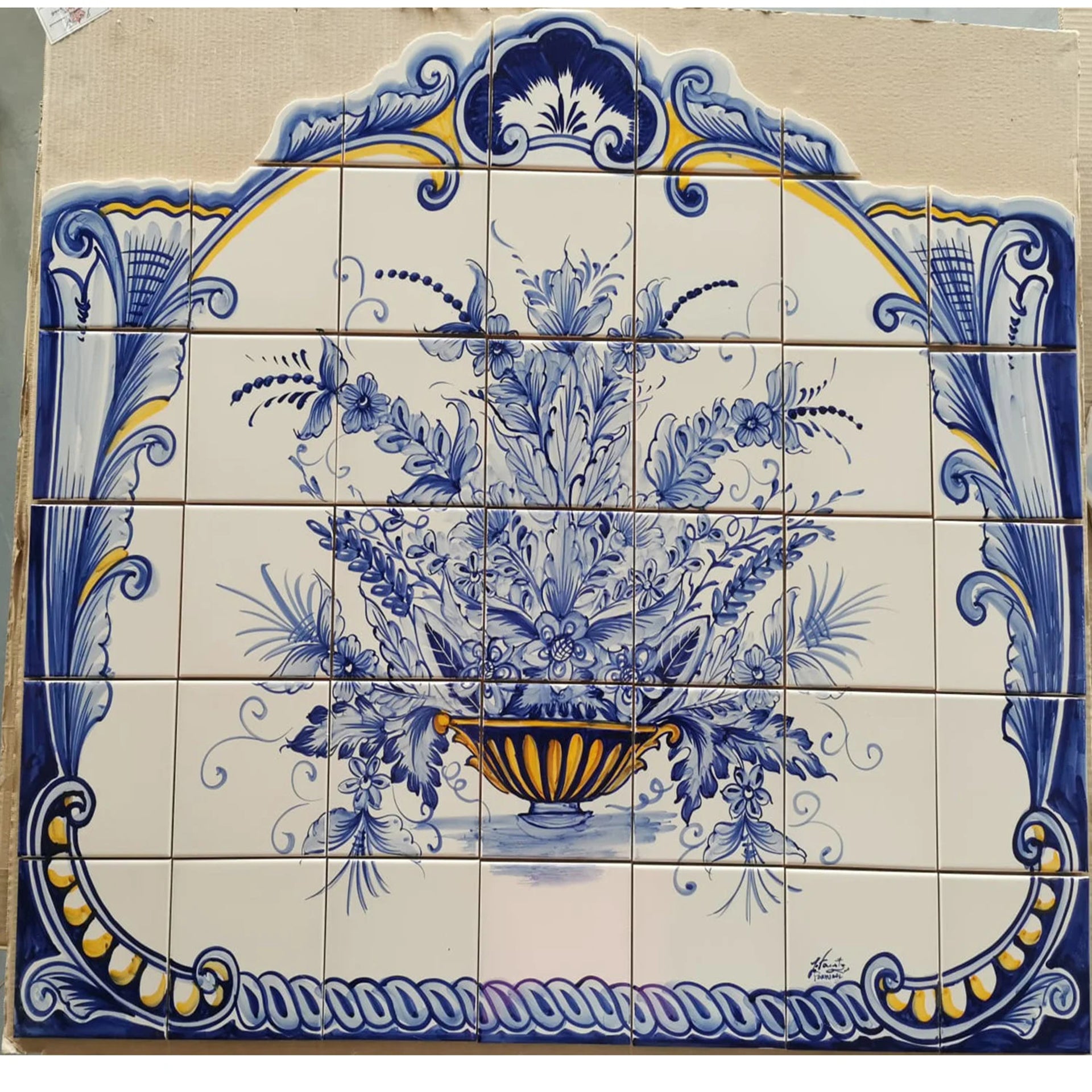 Floral Hand Painted Ceramic Tiles Mural