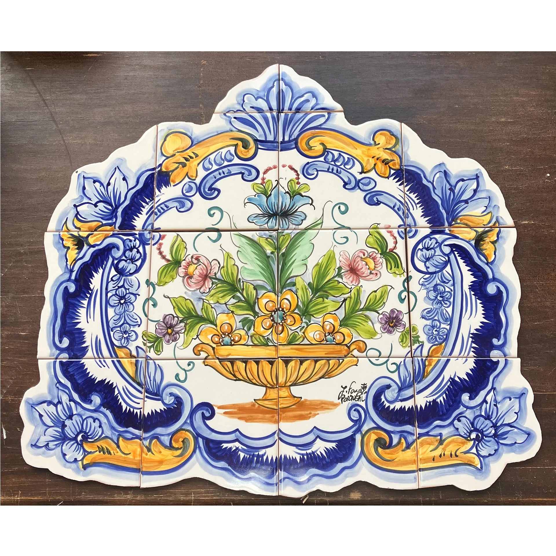 Floral Hand Painted Ceramic Tiles Mural