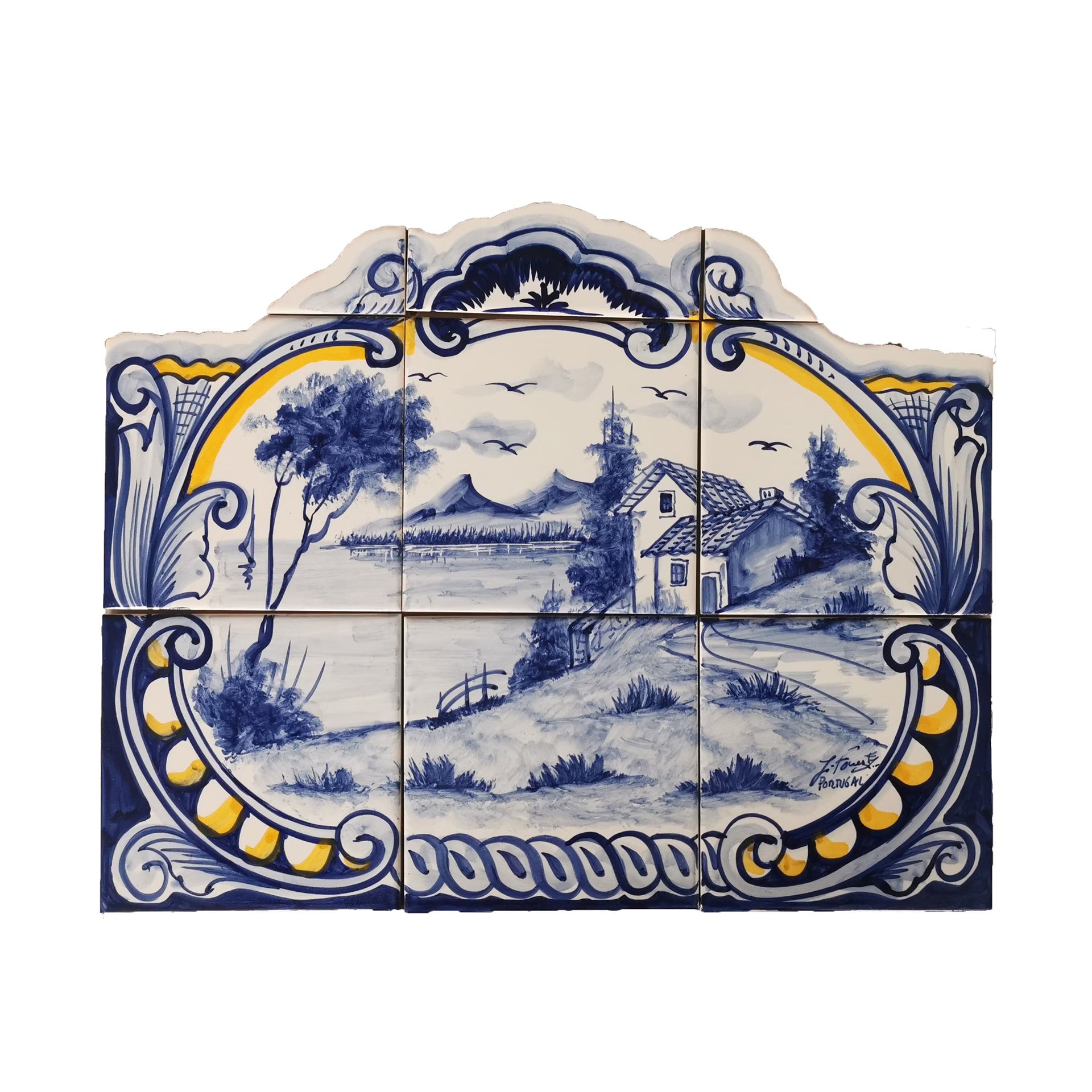 Field Hand Painted Ceramic Tiles Mural