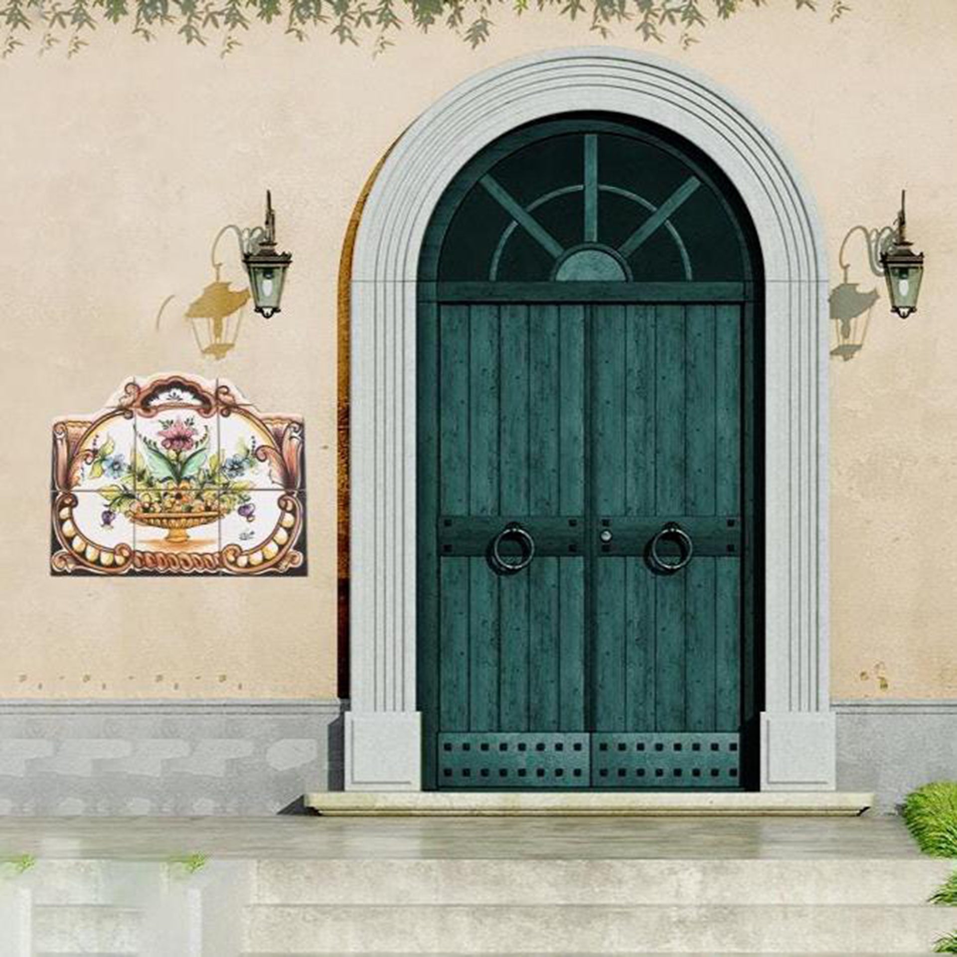 Floral Hand Painted Ceramic Tiles Mural