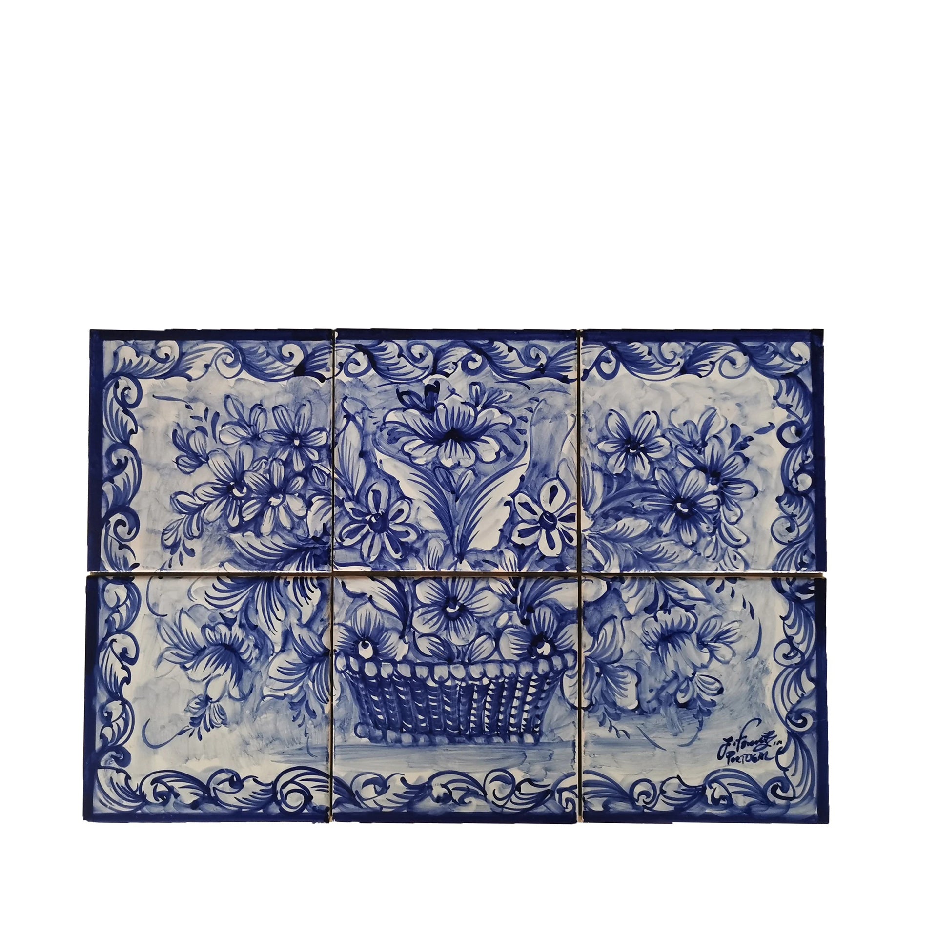 Floral Hand Painted Ceramic Tiles Mural