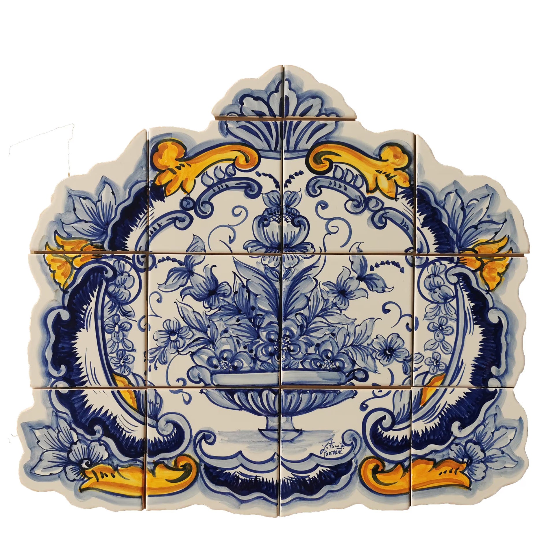 Floral Hand Painted Ceramic Tiles Mural