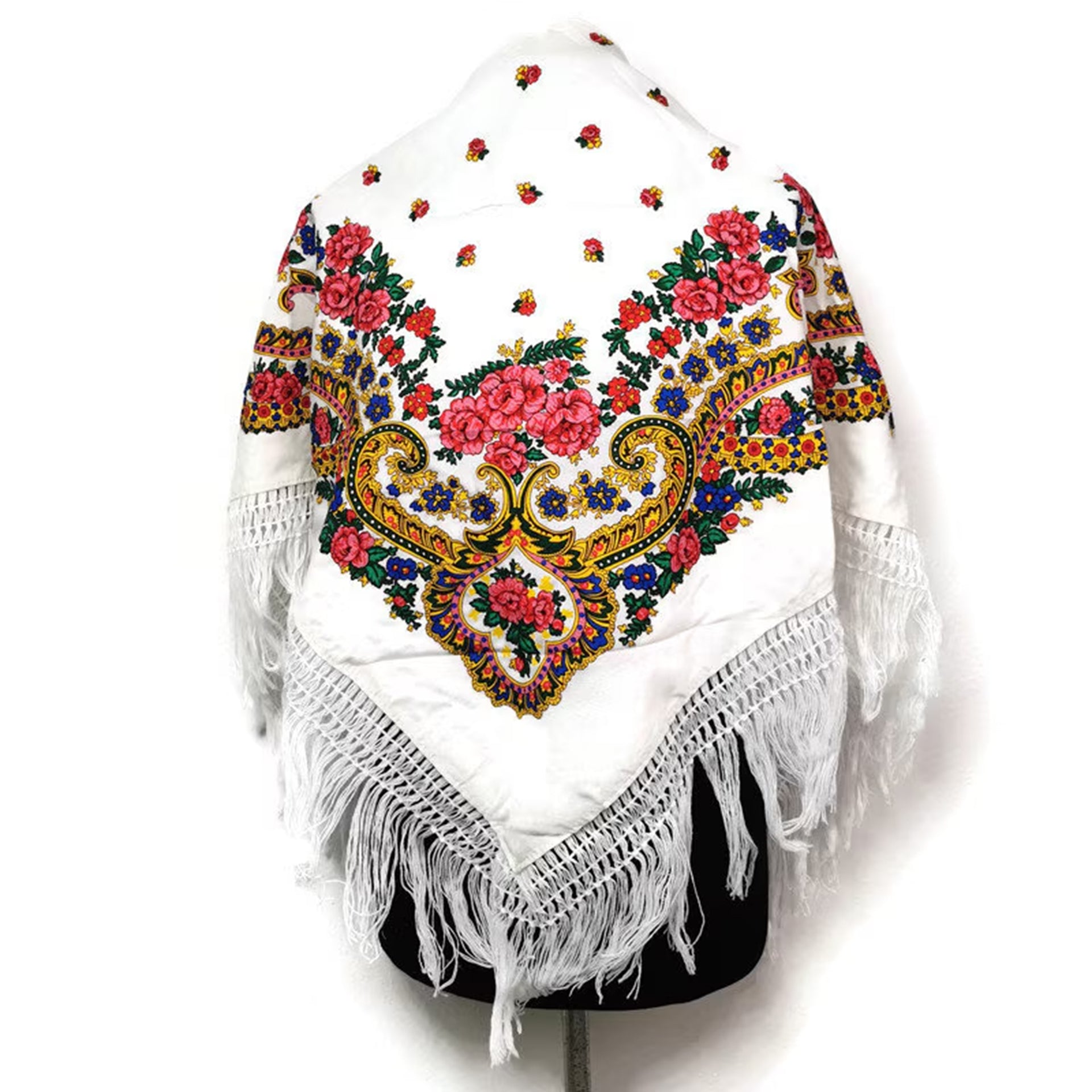 Portuguese Folk Pashmina with fringe